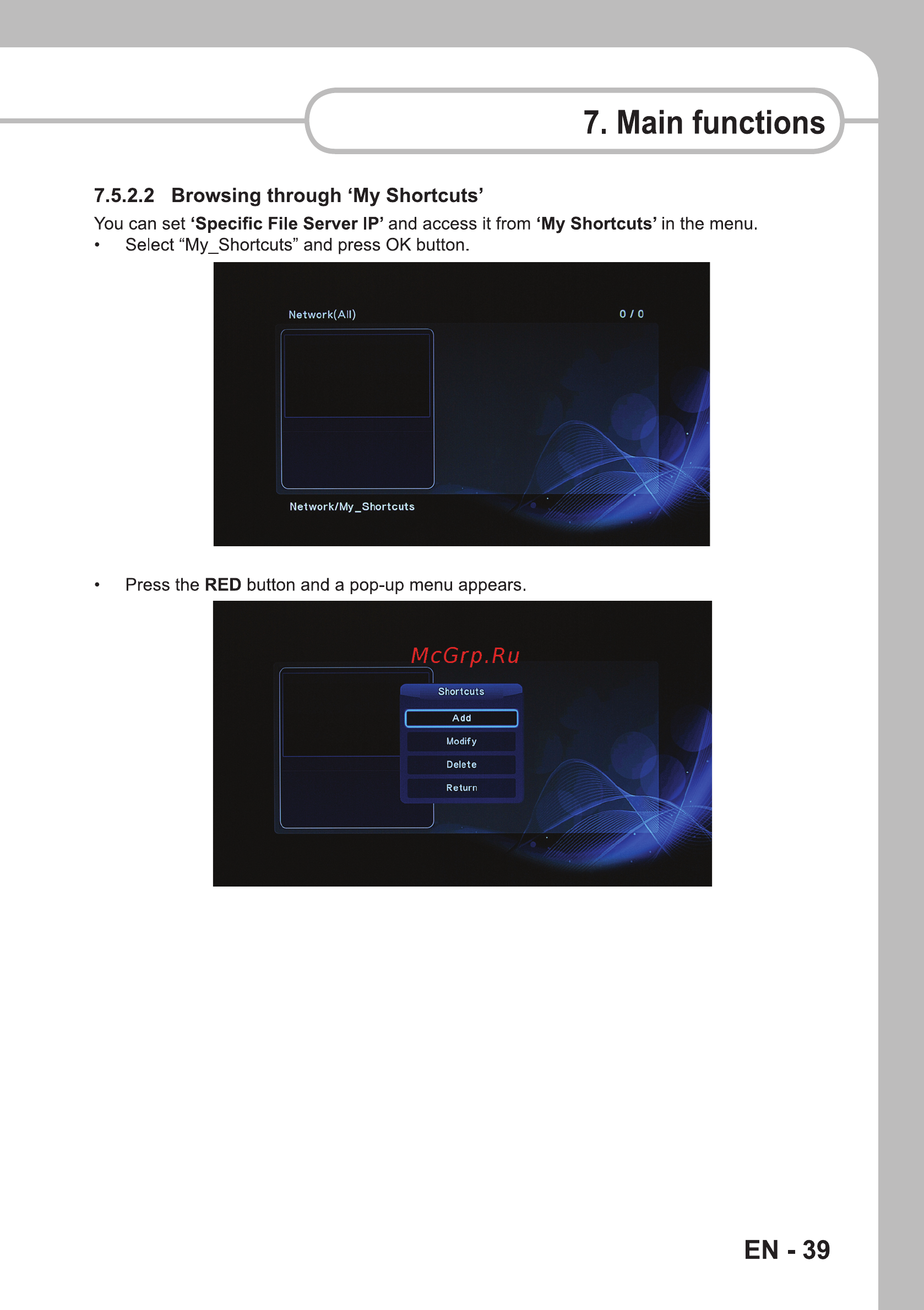 Sencor SMP 9000 [41/68] Main functions