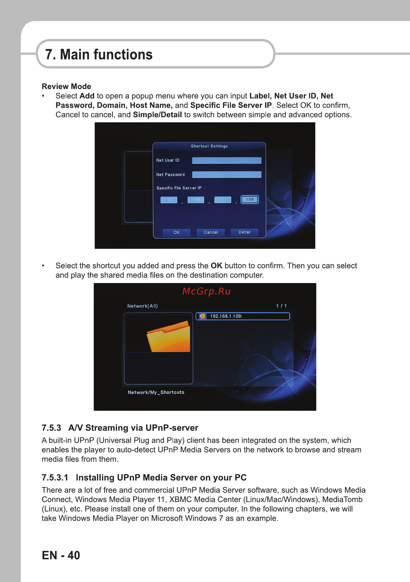 Sencor SMP 9000 [42/68] Main functions