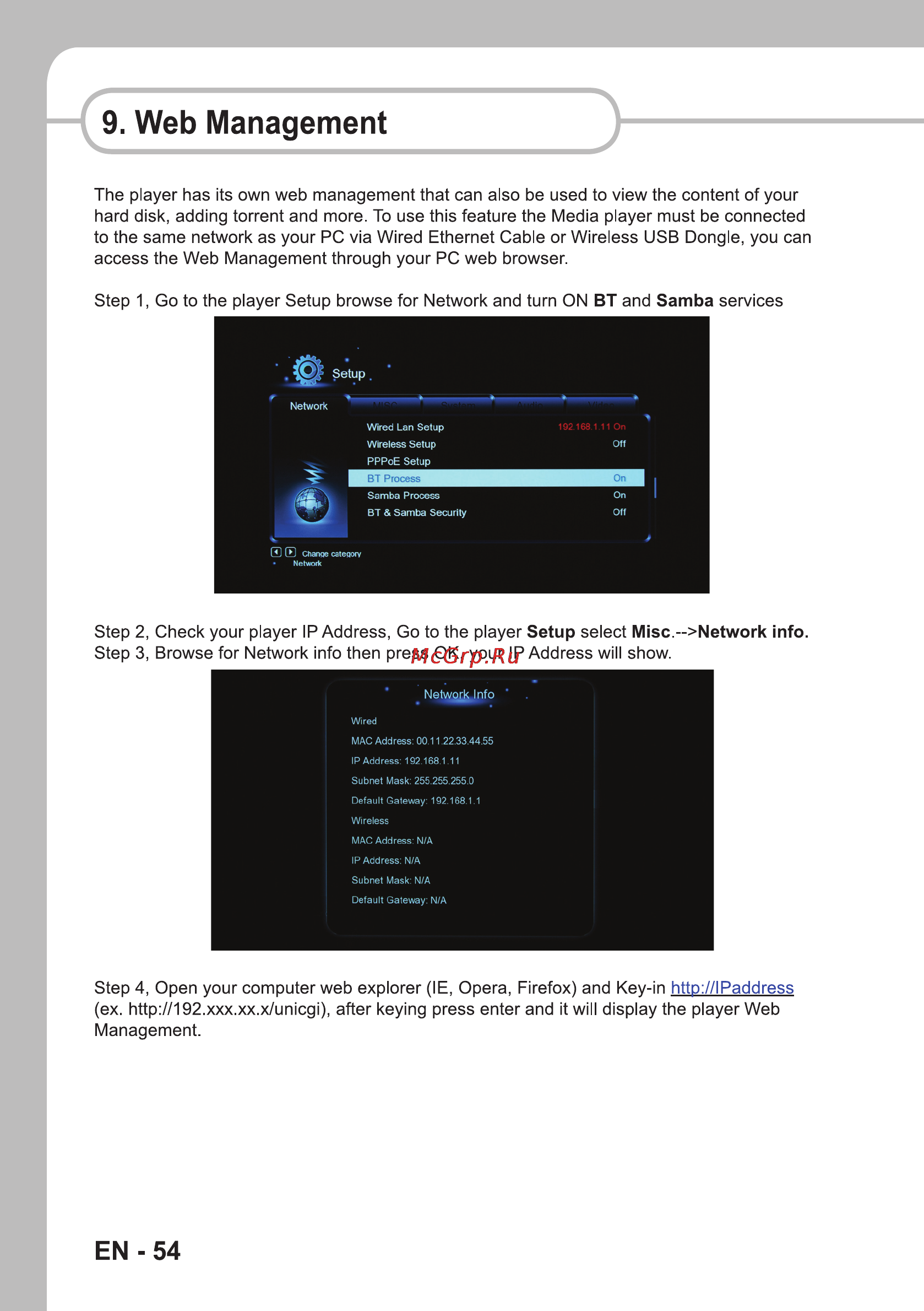 Sencor SMP 9000 [56/68] Web management
