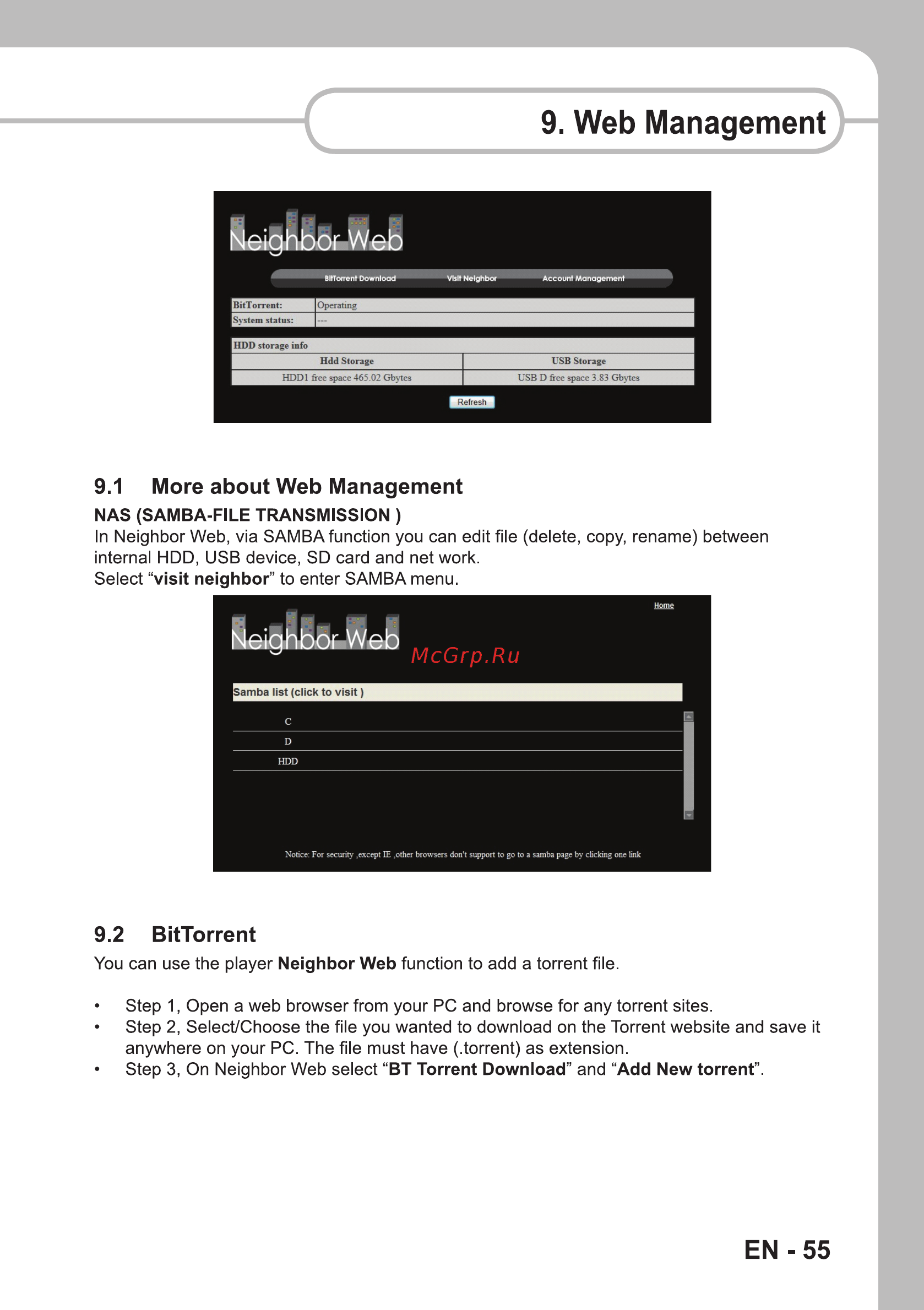Sencor SMP 9000 [57/68] Web management