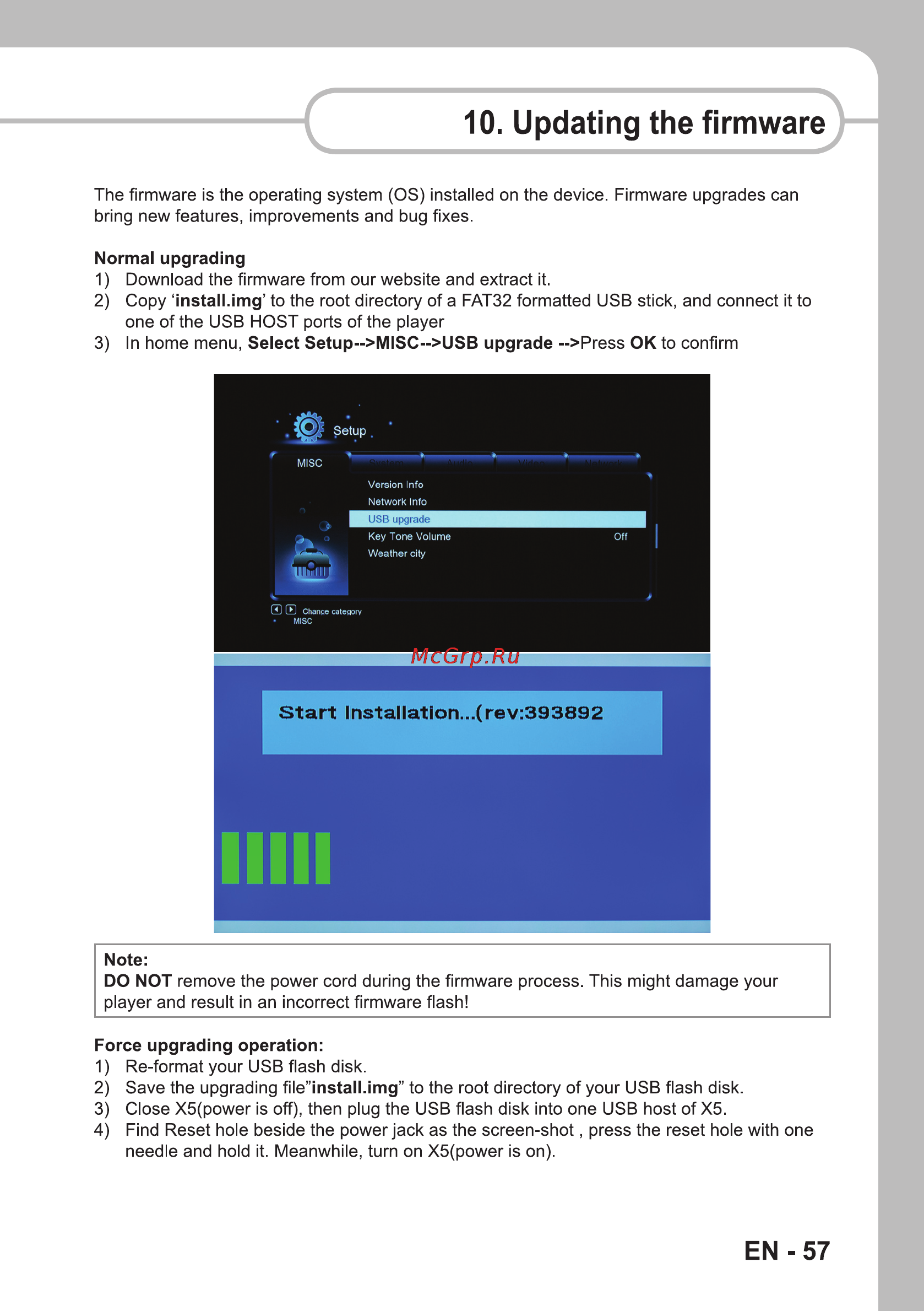 Sencor SMP 9000 [59/68] Updating the firmware