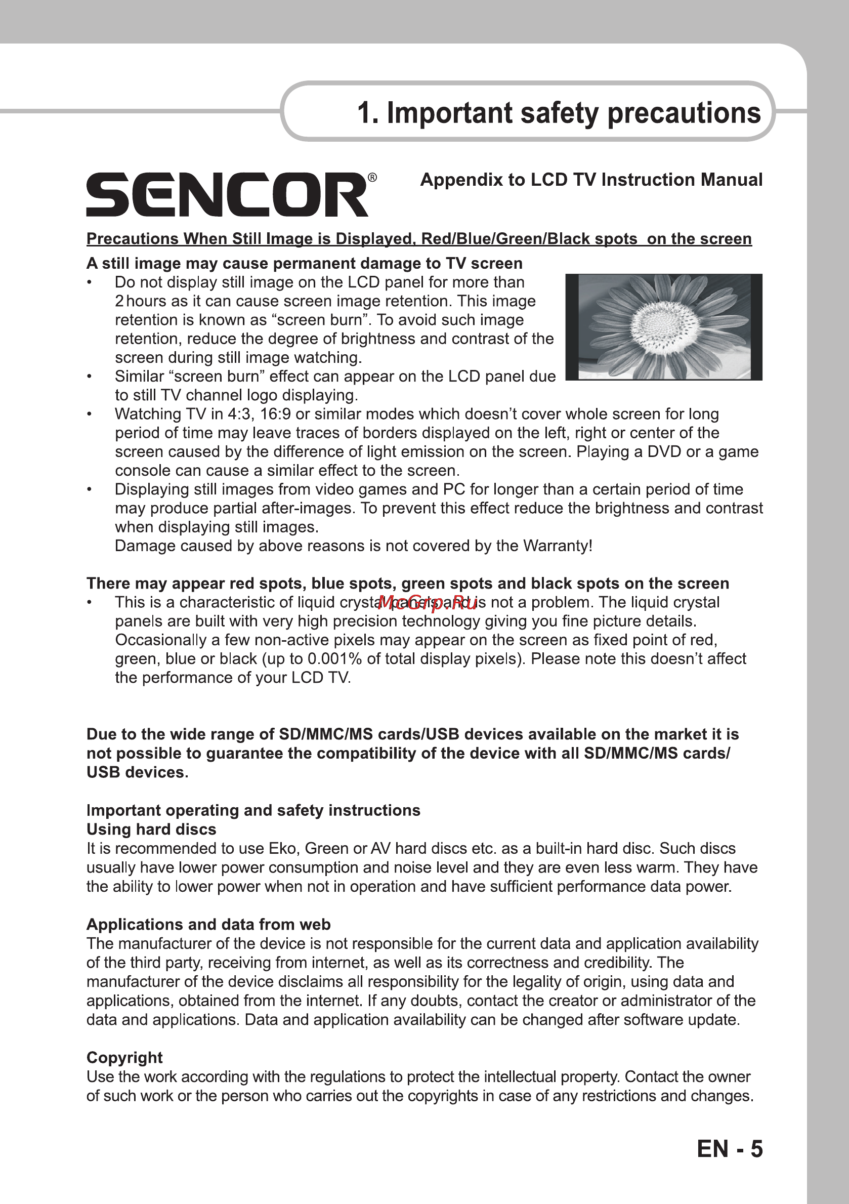 Sencor SMP 9000 [7/68] Important safety precautions