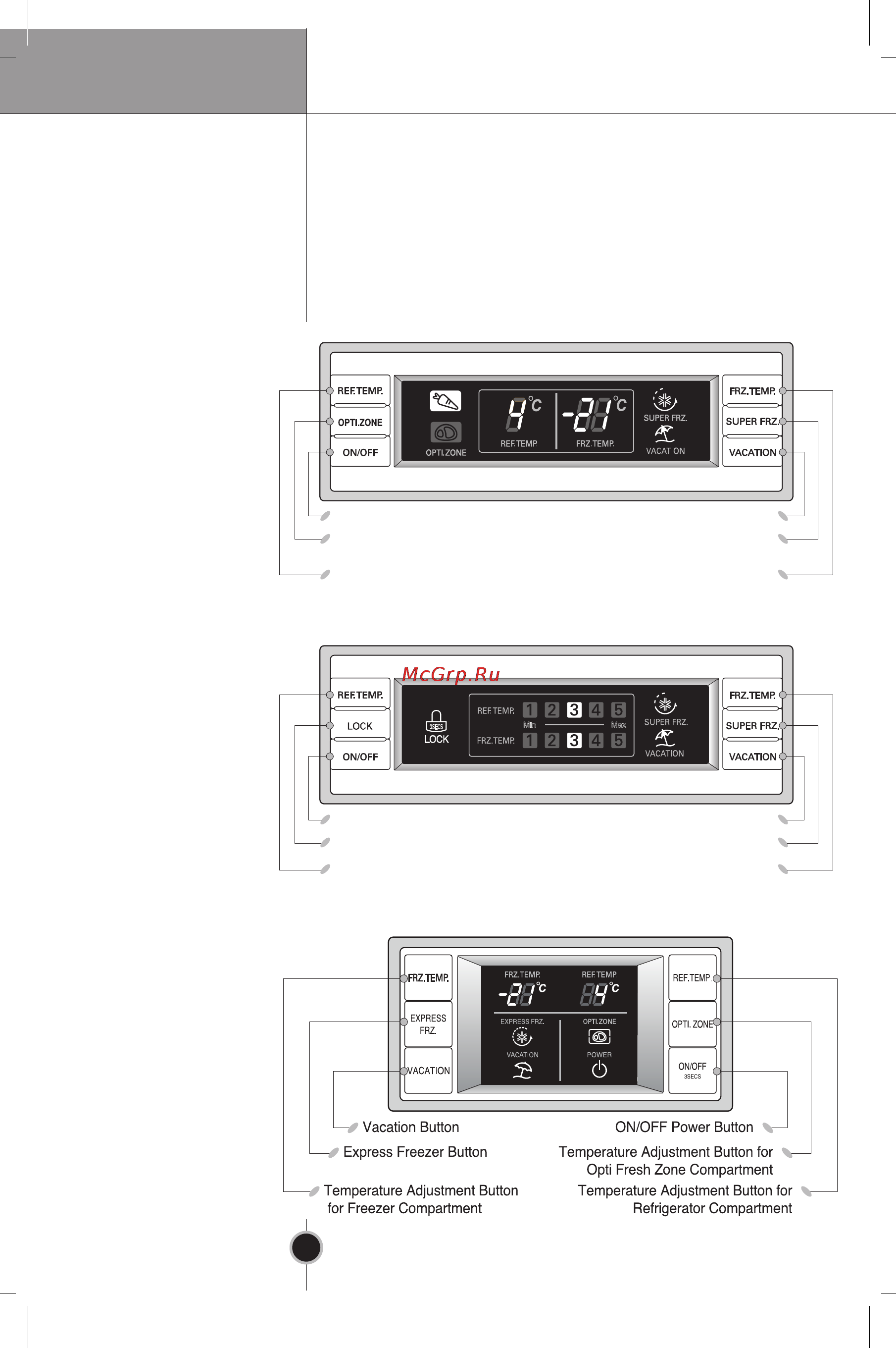 LG GA-449UVBA [42/60] Display panel for temperature control