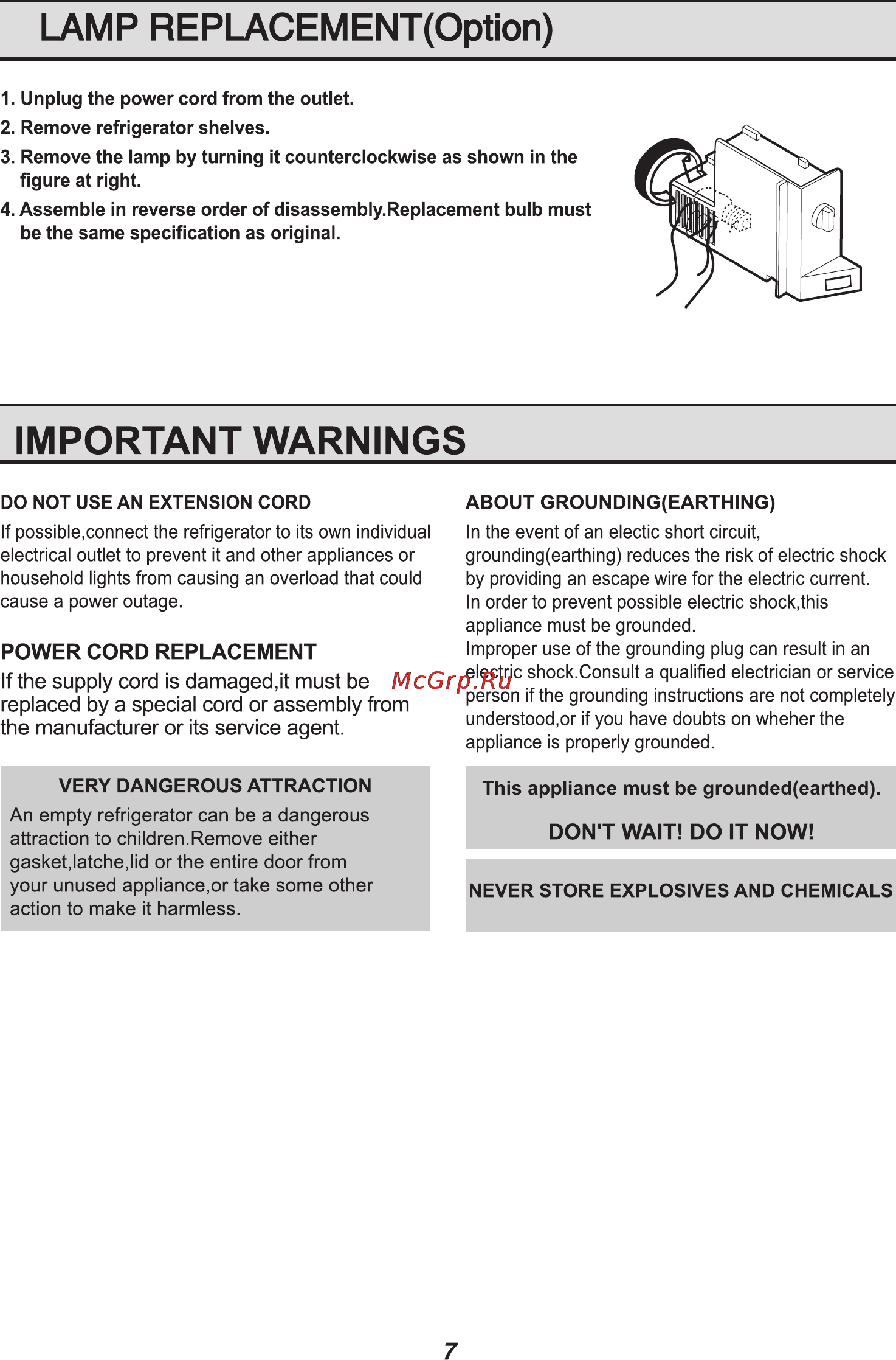 LG GC-151SA [7/18] Important warnings