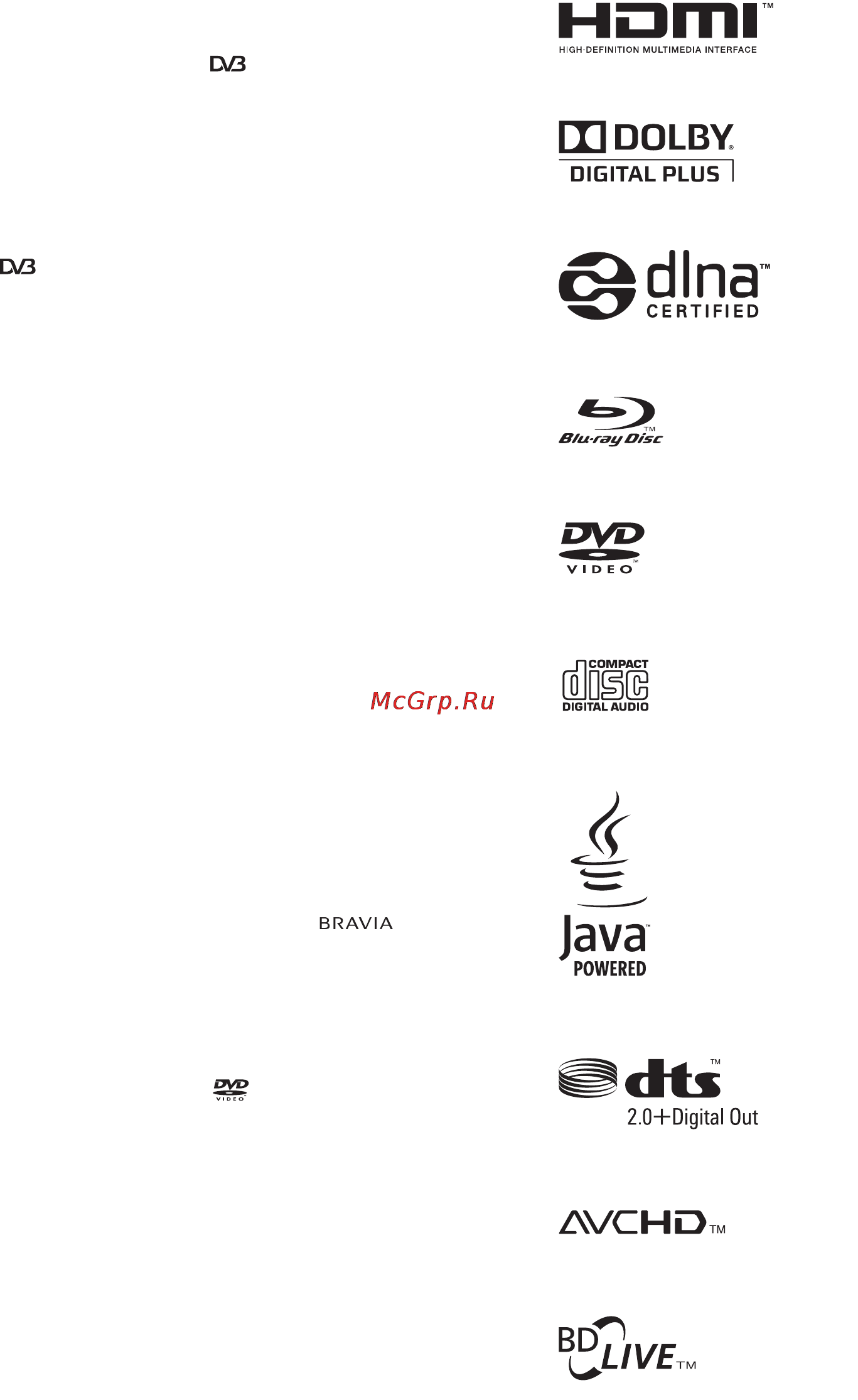 Sony BRAVIA KDL-32EX40B [22/92] Інформація про товарні знаки