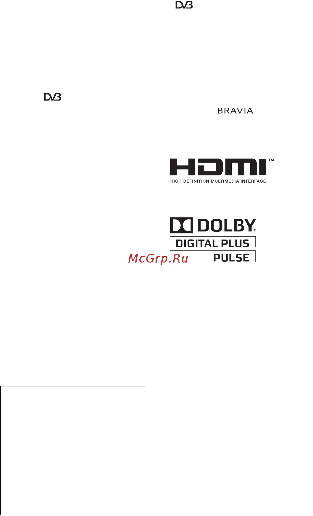Sony BRAVIA KDL-40BX440 [290/588] Informácie o ochranných známkach