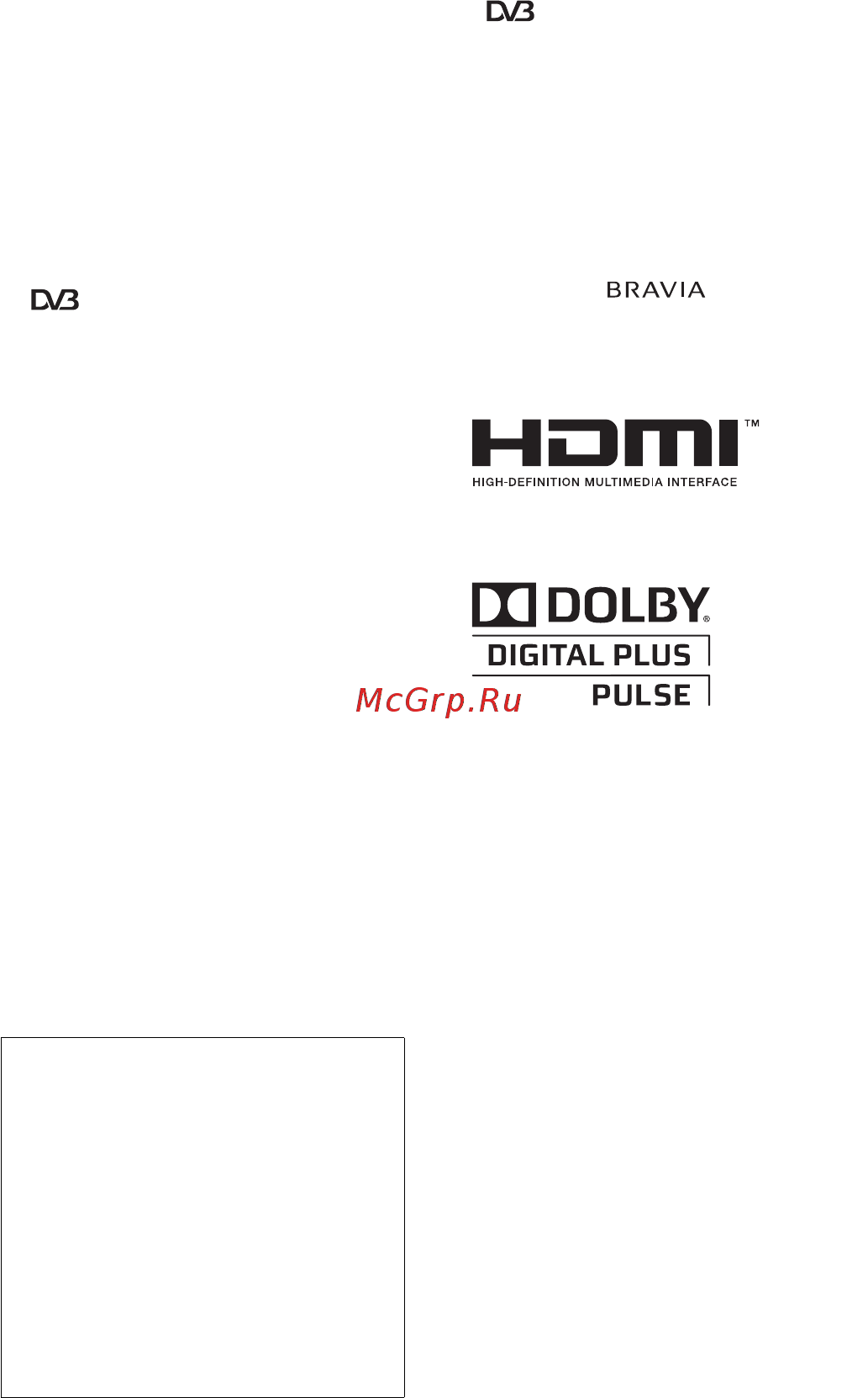 Sony BRAVIA KDL-32BX340 [318/588] Informaţii legate de mărci