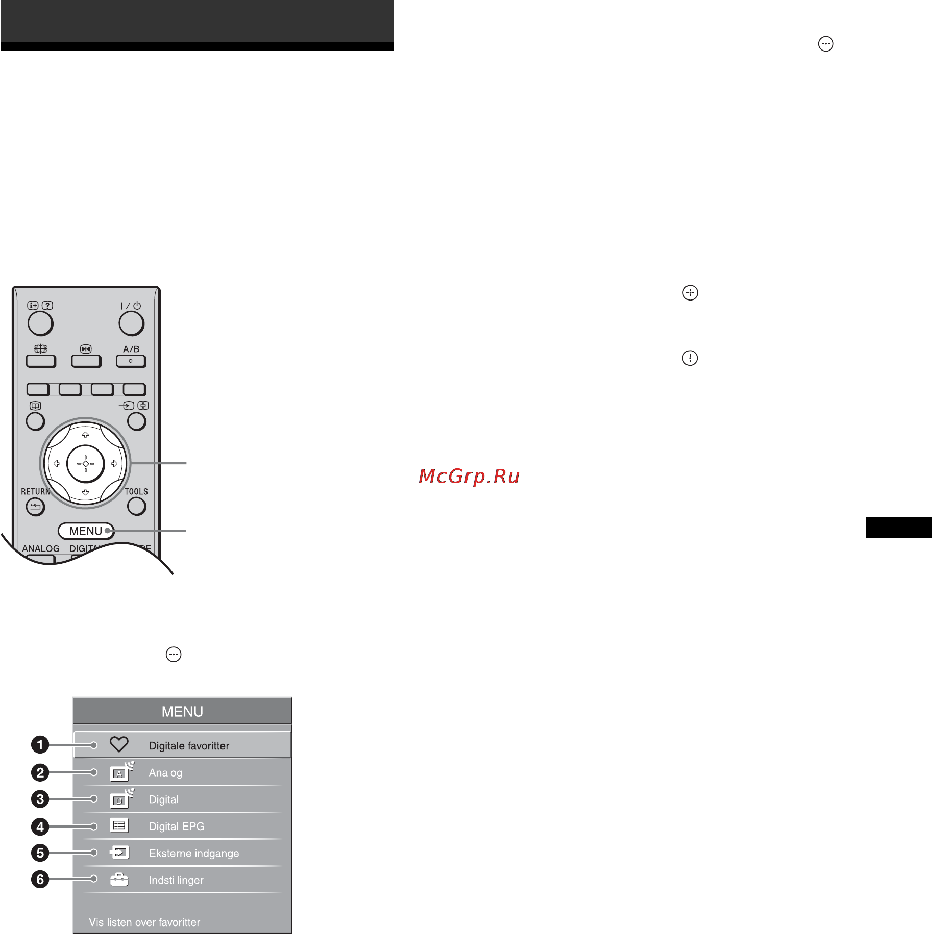 Sony BRAVIA KDL-40D3550 [21/300] Brug af menu funktionerne