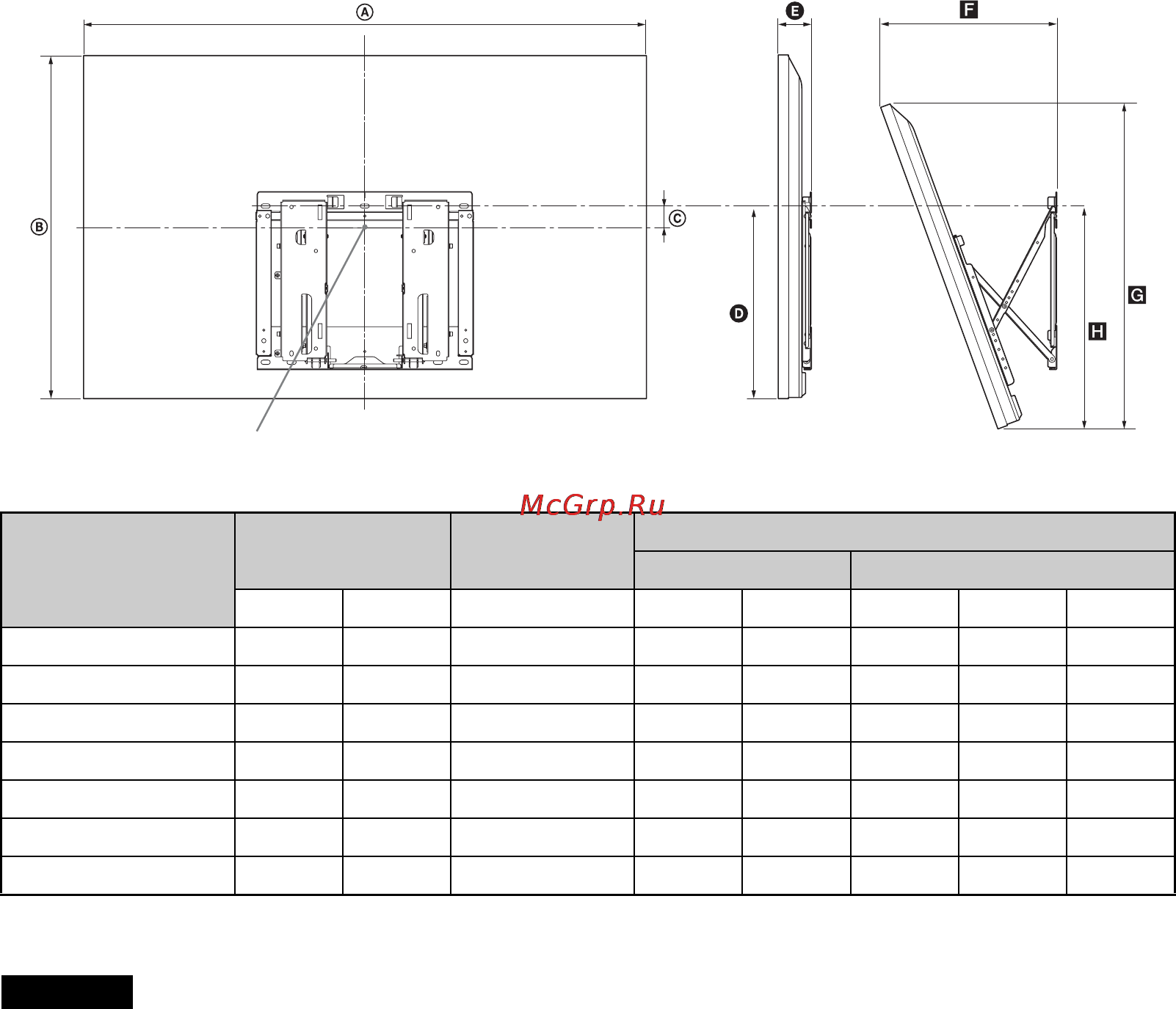 Sony BRAVIA KDL-52NX805 [124/284] Oversigt over mål til tv montering su wl700