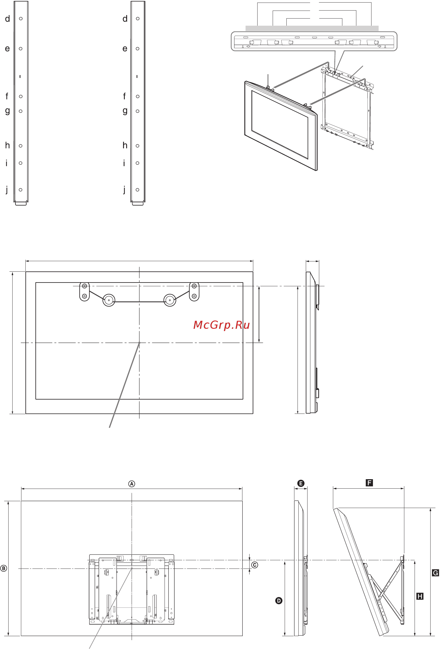 Sony BRAVIA KDL-46NX720 [58/188] Baûng kích thöôùc laép ñaët tv
