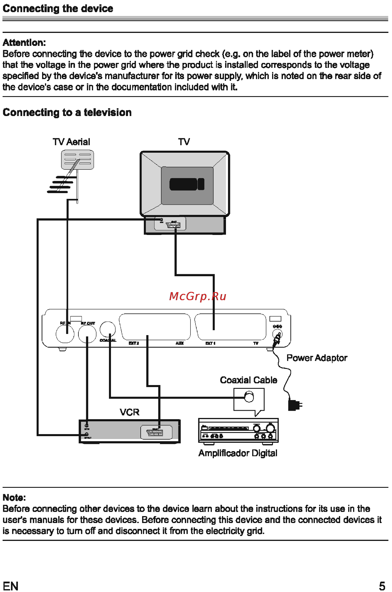 Sencor SDB 1016T [9/28] Connecting the device