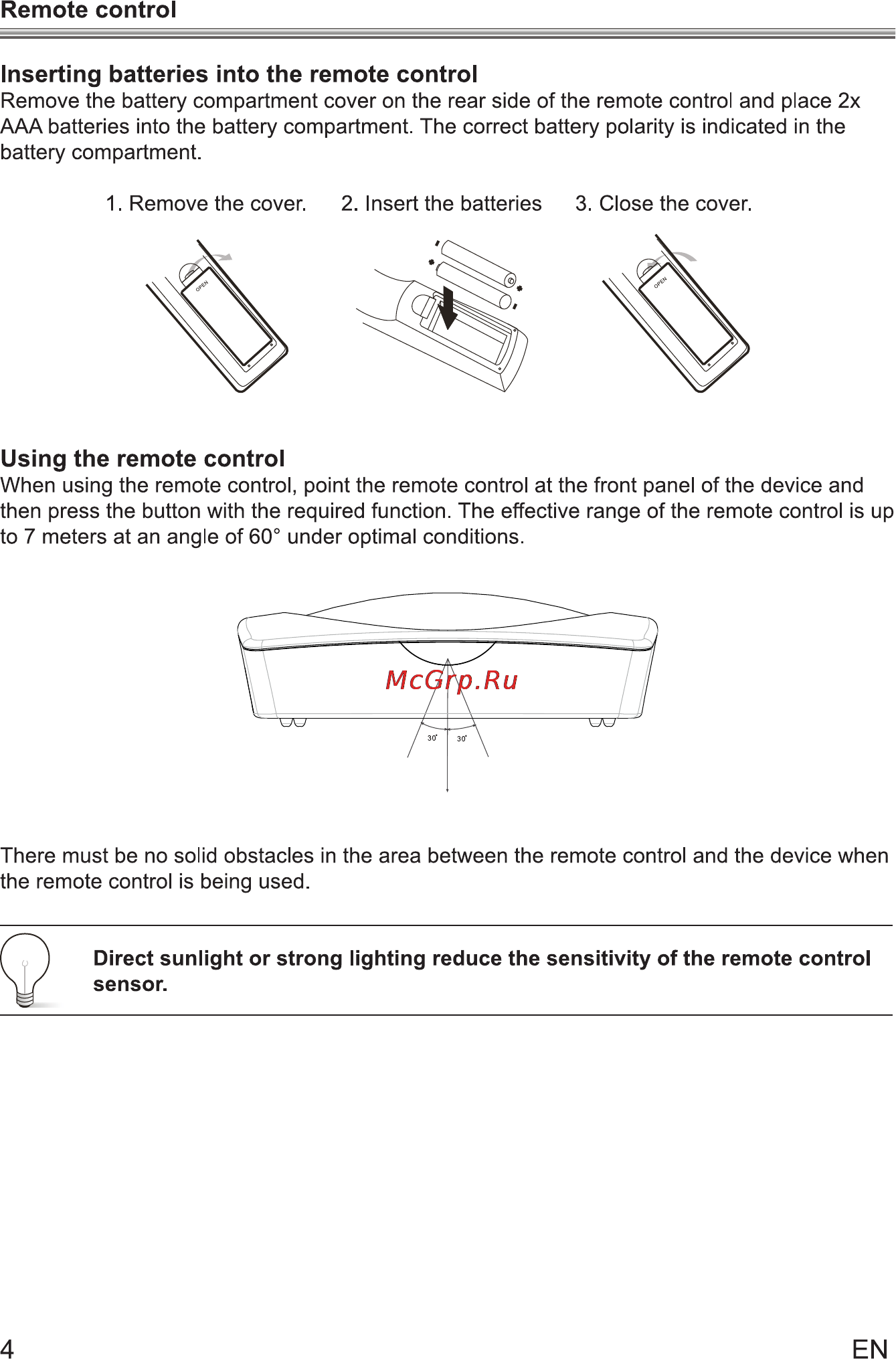 Sencor SDB 1007T [8/29] Inserting batteries into the remote control