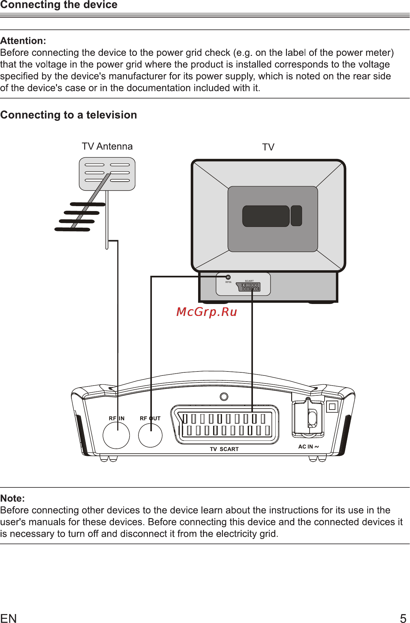 Sencor SDB 1007T [9/29] Connecting the device