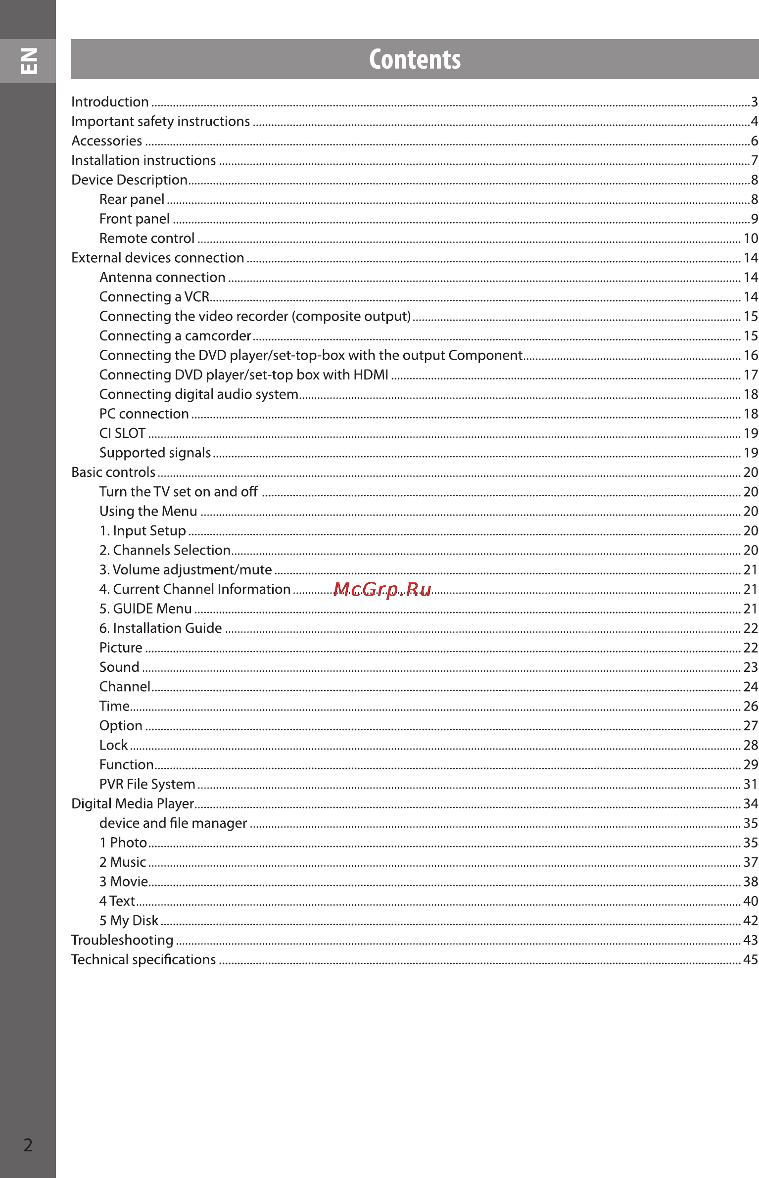 Sencor SLE 48F10M4 [2/48] Contents