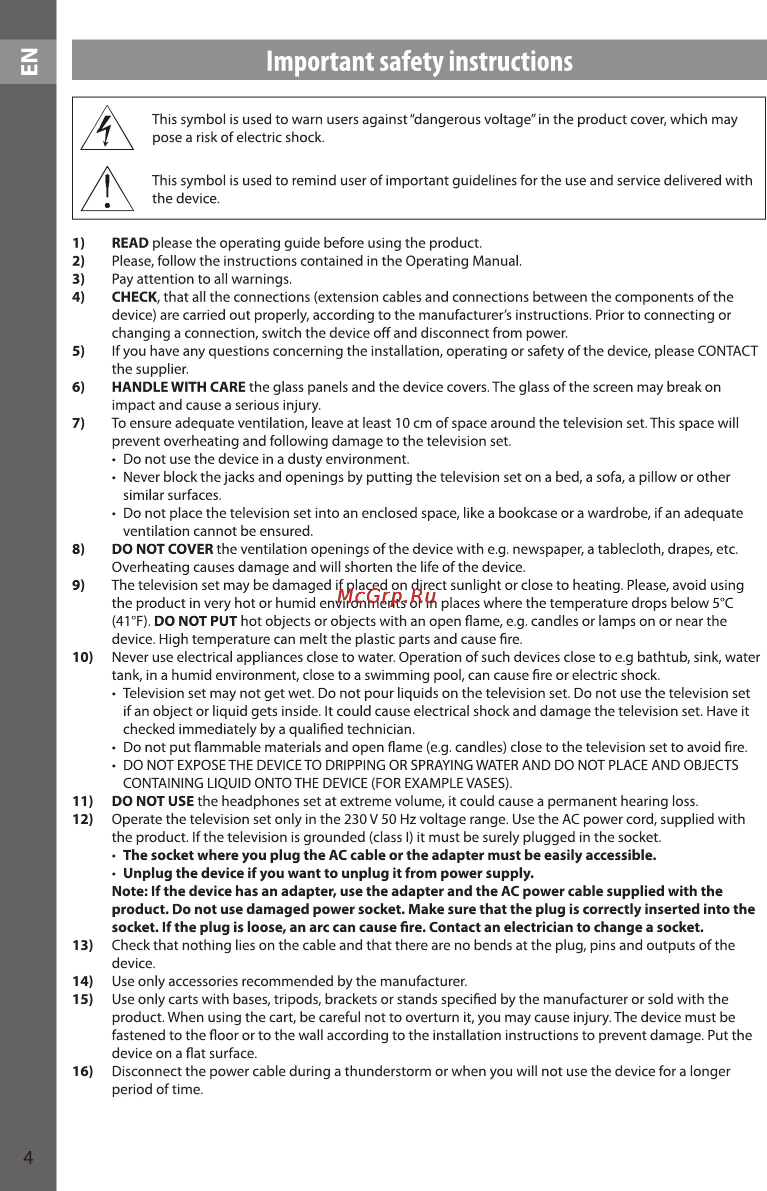 Sencor SLE 48F10M4 [4/48] Important safety instructions