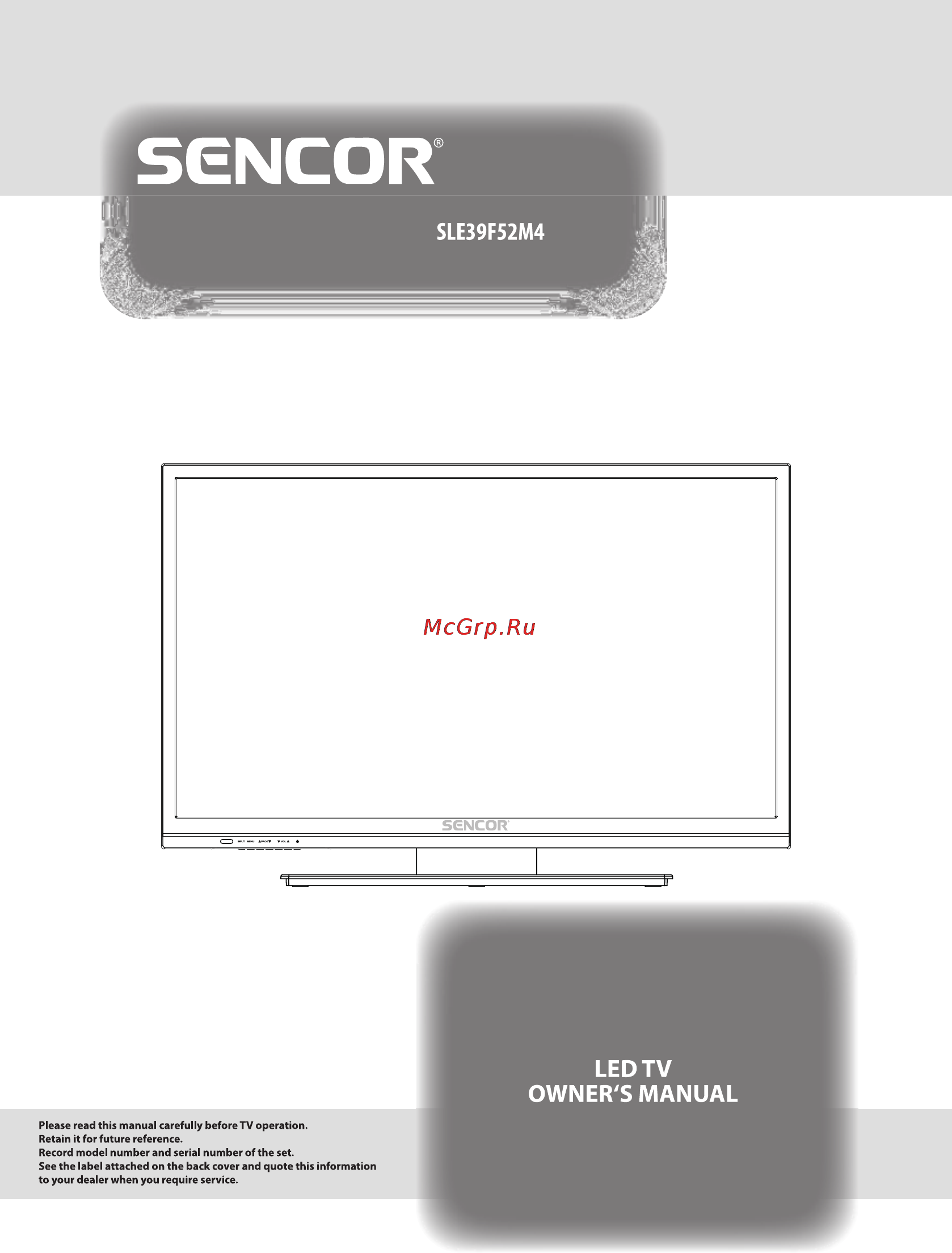 Sencor SLE 39F52M4 Инструкция по эксплуатации онлайн