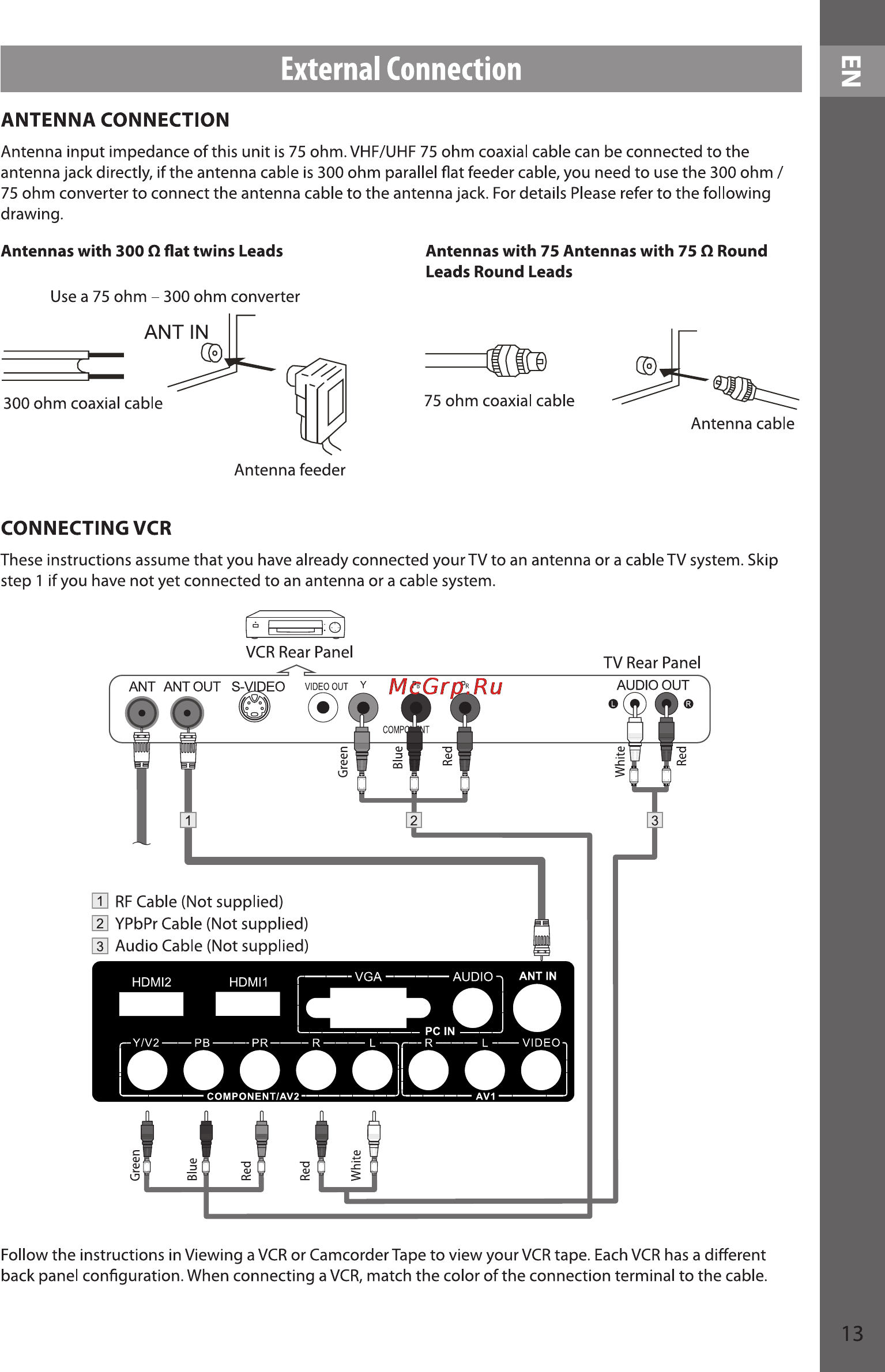 Sencor SLE 39F52M4 [13/49] Connecting vcr
