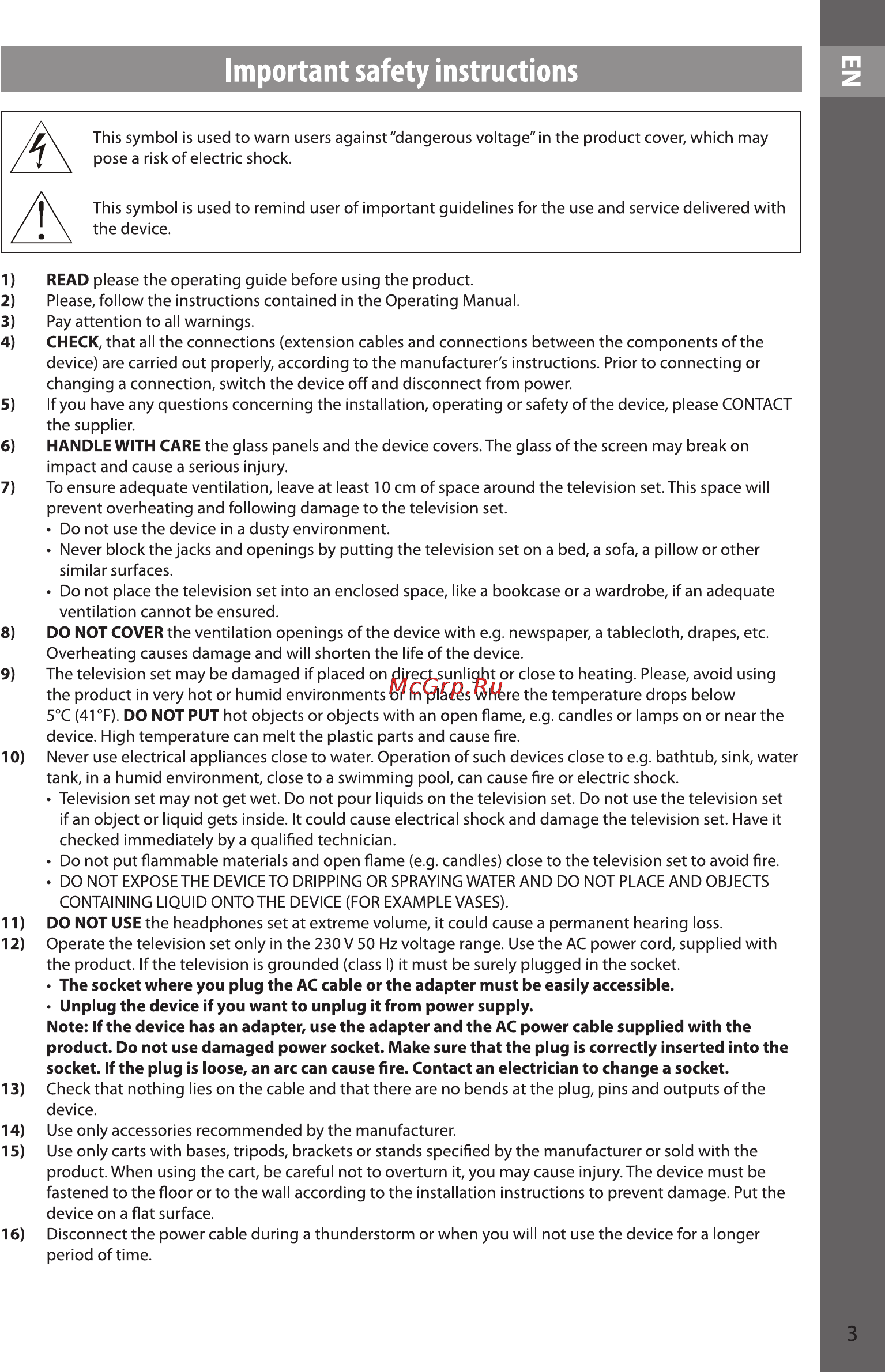Sencor SLE 39F52M4 [3/49] Important safety instructions