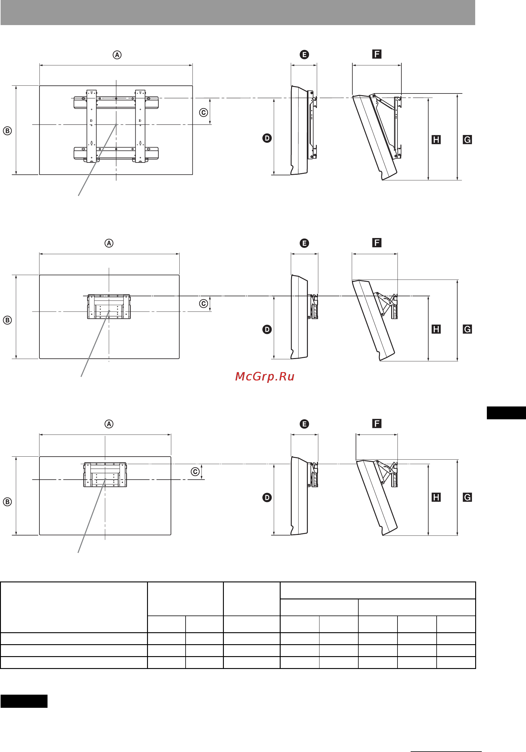 Sony BRAVIA KDL-32L4000 [141/255] Tabell över tv ns installationsmått