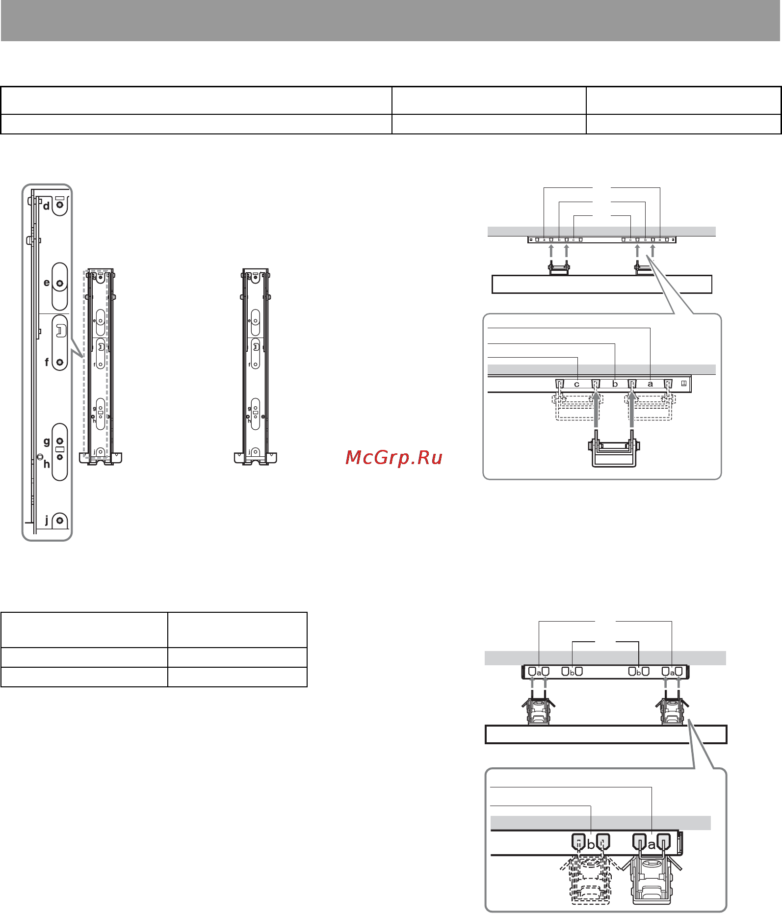 Sony BRAVIA KDL-32L4000 [214/255] Schemat tabela rozmieszczenia śrub i haków