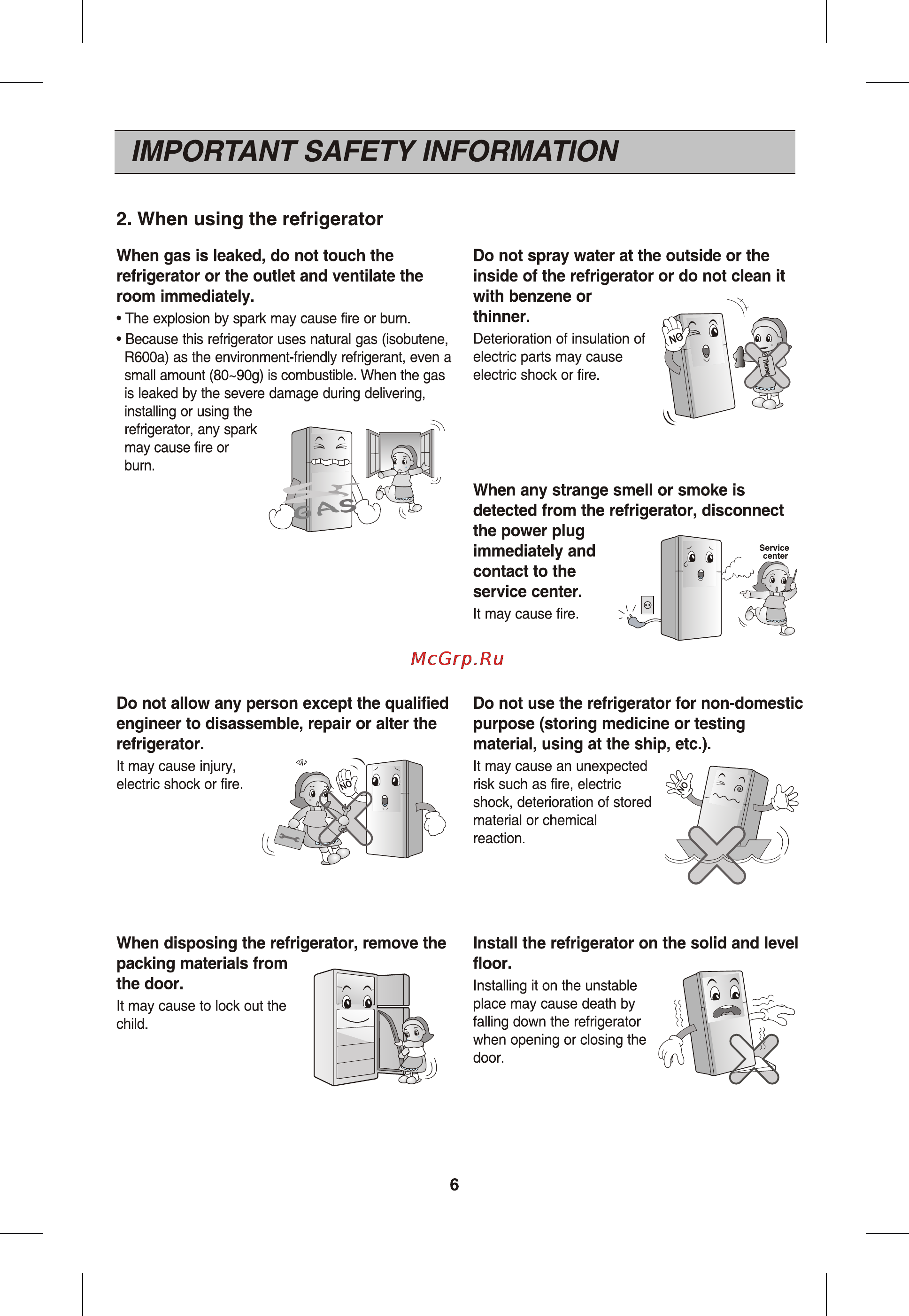LG GR-B580YC [7/26] Important safety information
