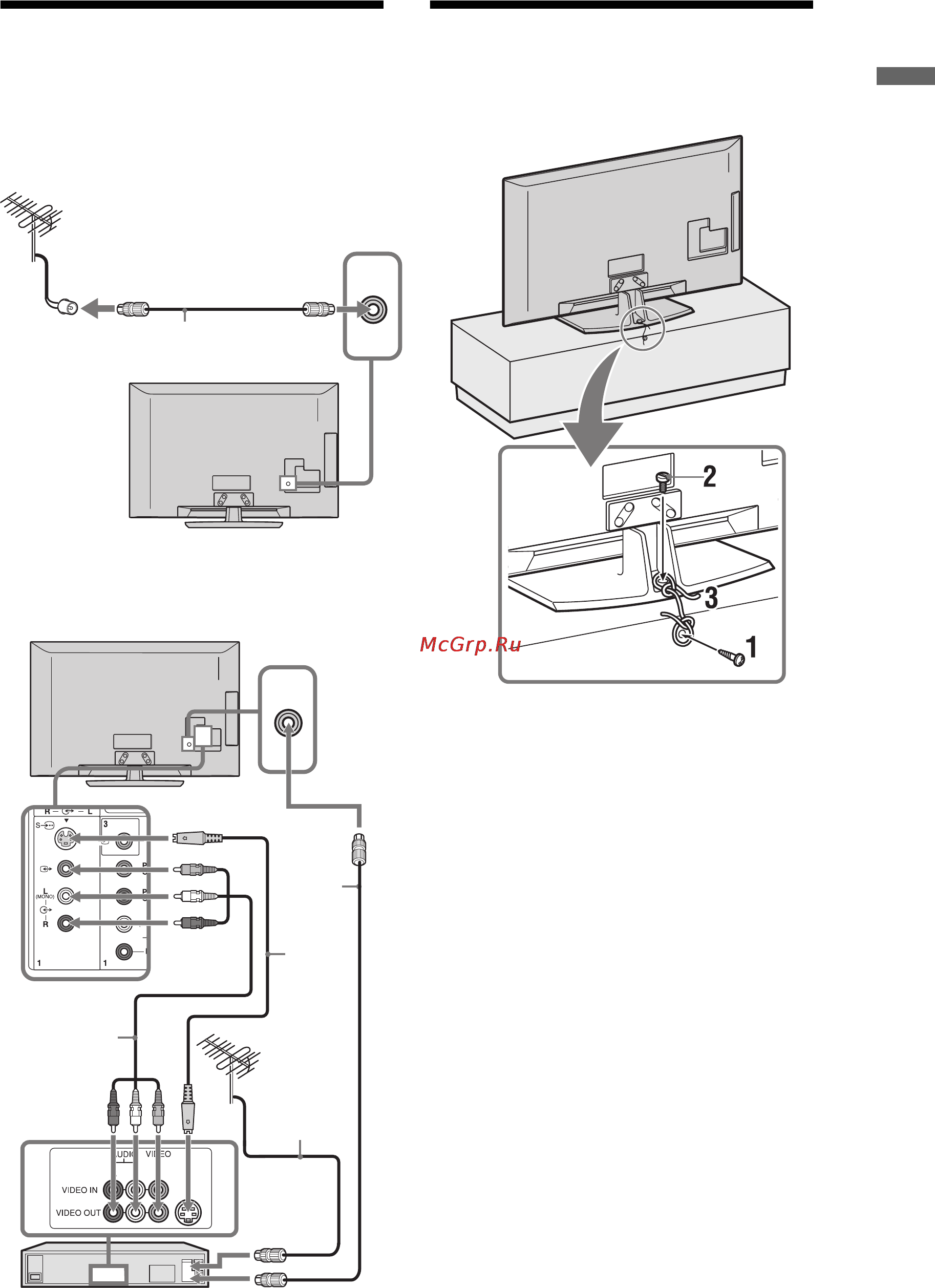 Sony BRAVIA KLV-40V550A [5/48] Подключение антенны кабеля видеомагнитофона