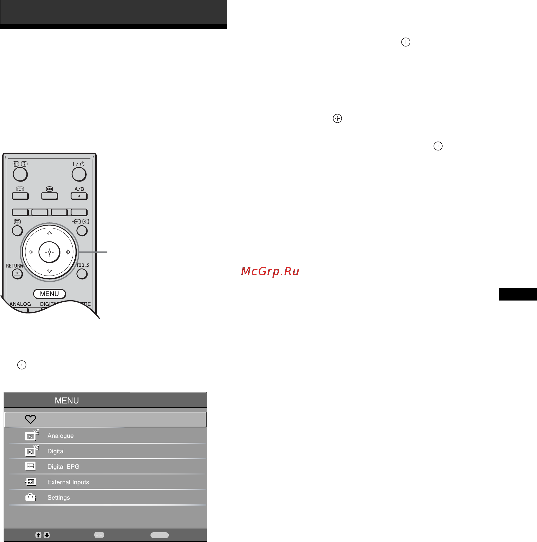 Sony BRAVIA KDL-40S2800 [19/193] Navigating through menus