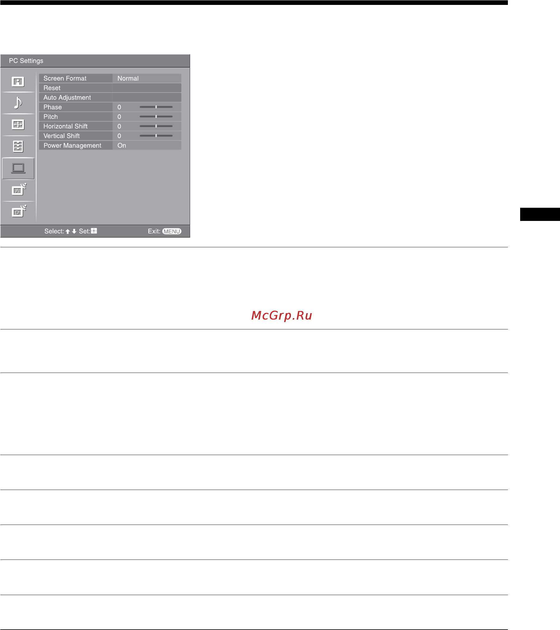 Sony BRAVIA KDL-46S2510 [27/131] Pc settings menu