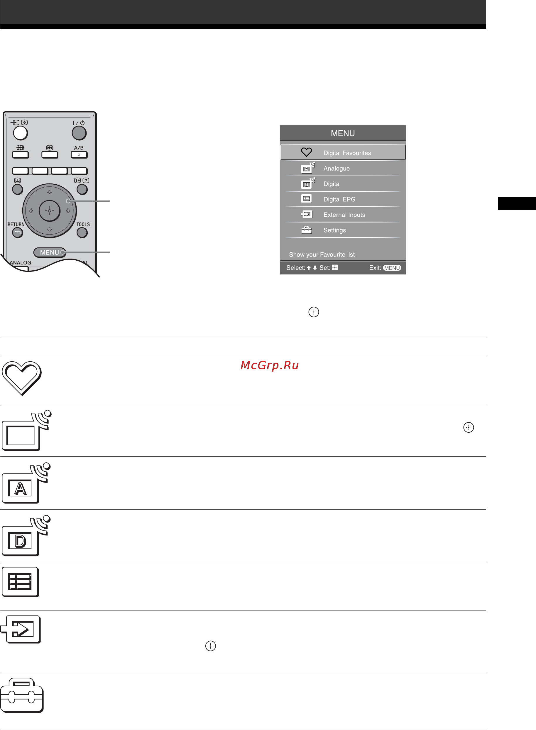 Sony BRAVIA KDL-40S2000 [19/131] Navigating through menus