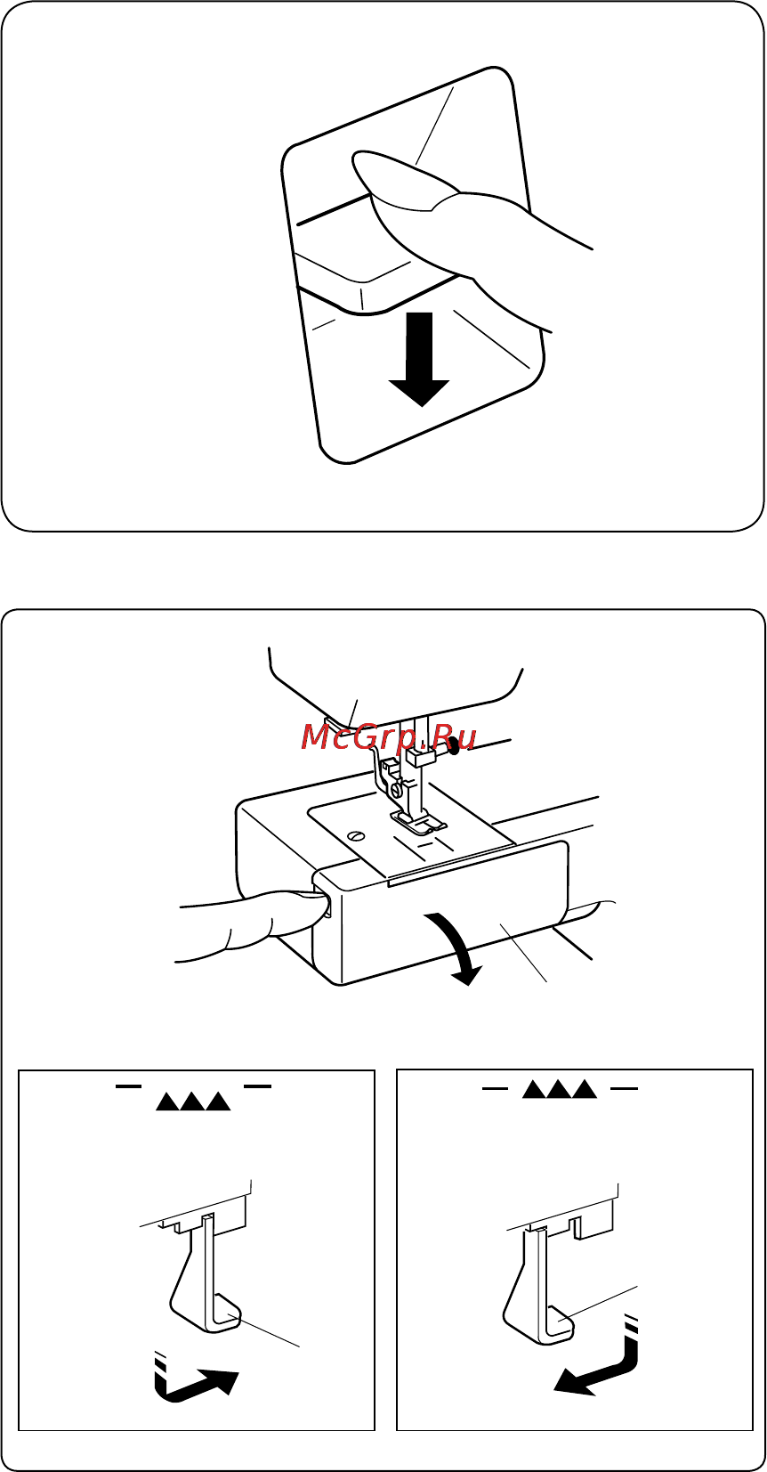 Janome Tip 716 [14/32] Опускание механизма подачи ткани под иглу