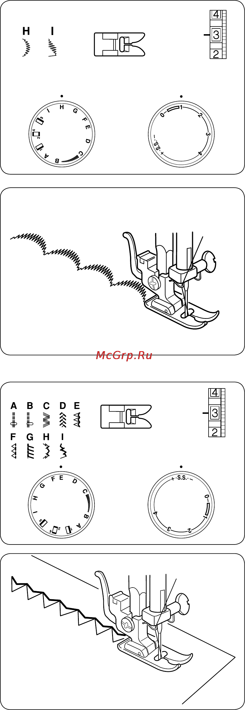 Janome Tip 716 [25/32] Комбинации эластичных стежков
