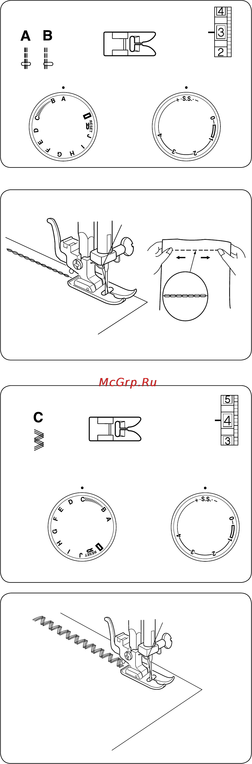 Janome Tip 718s [18/32] Стежок вьюнчик для настрачивания тесьмы