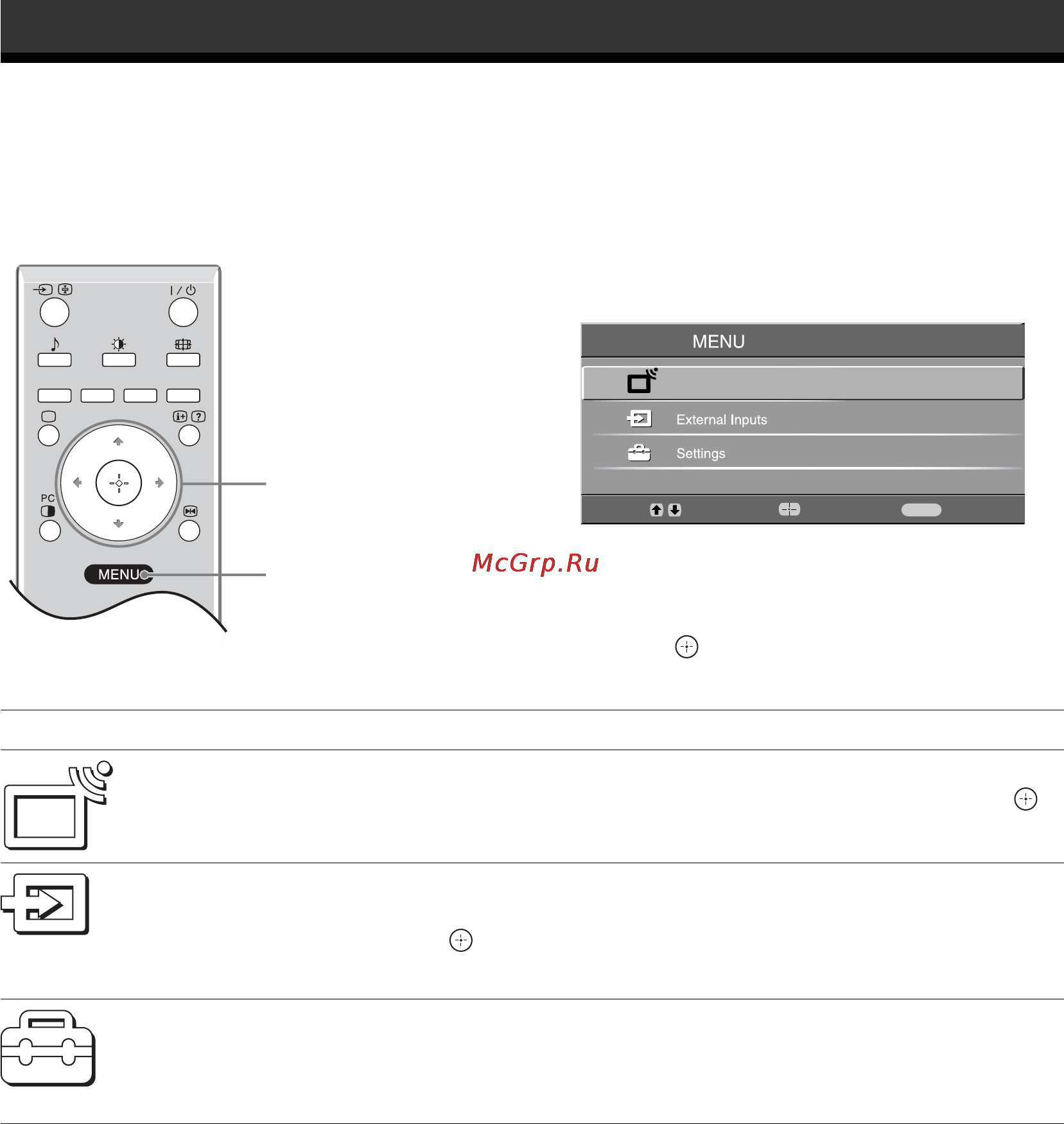 Sony BRAVIA KLV-26U2530 [12/70] Navigating through menus