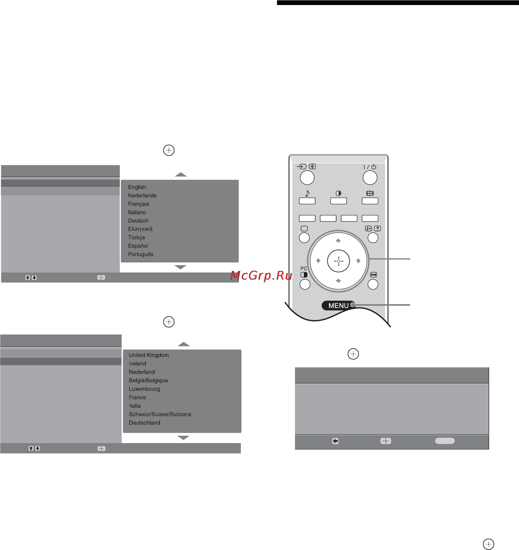 Sony BRAVIA KLV-26U2530 [52/70] W celu dokonania wyboru kraju regionu w którym używany będzie odbiornik tv nacisnąć