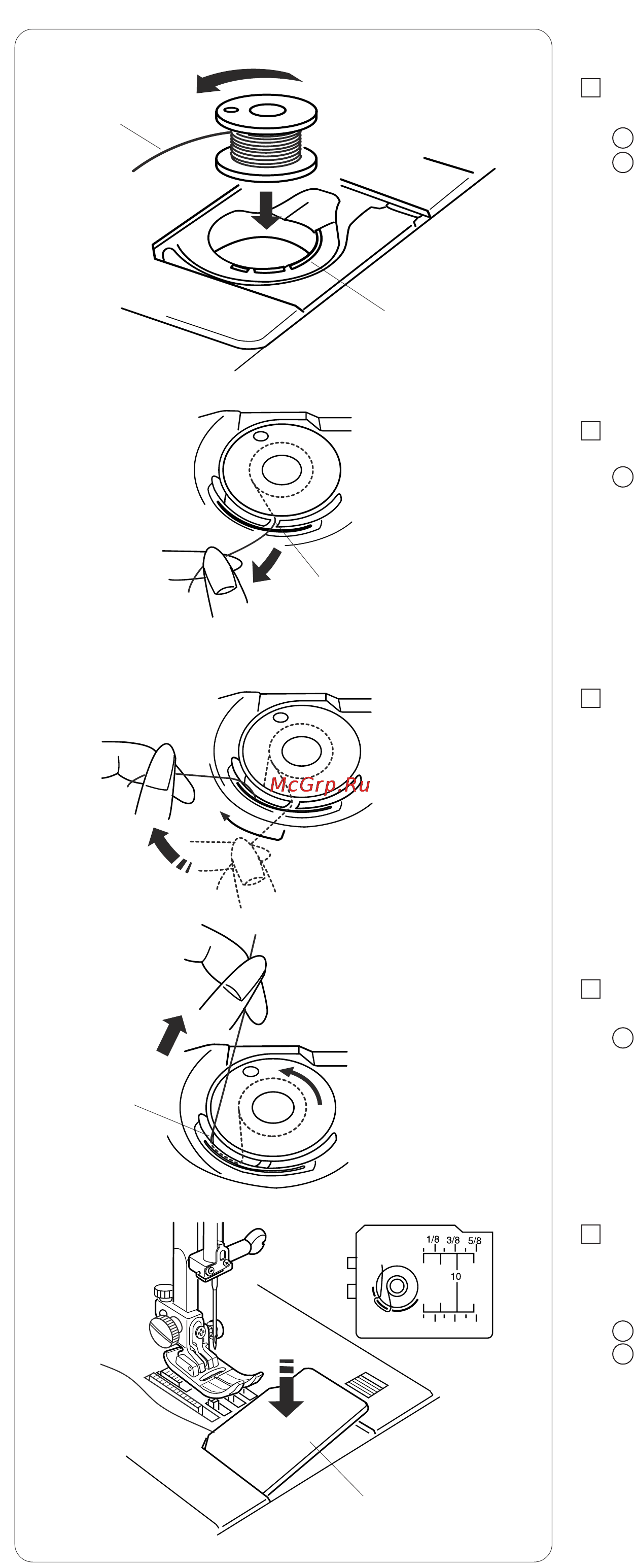Janome MC 5200 [21/81] Установка шпульки