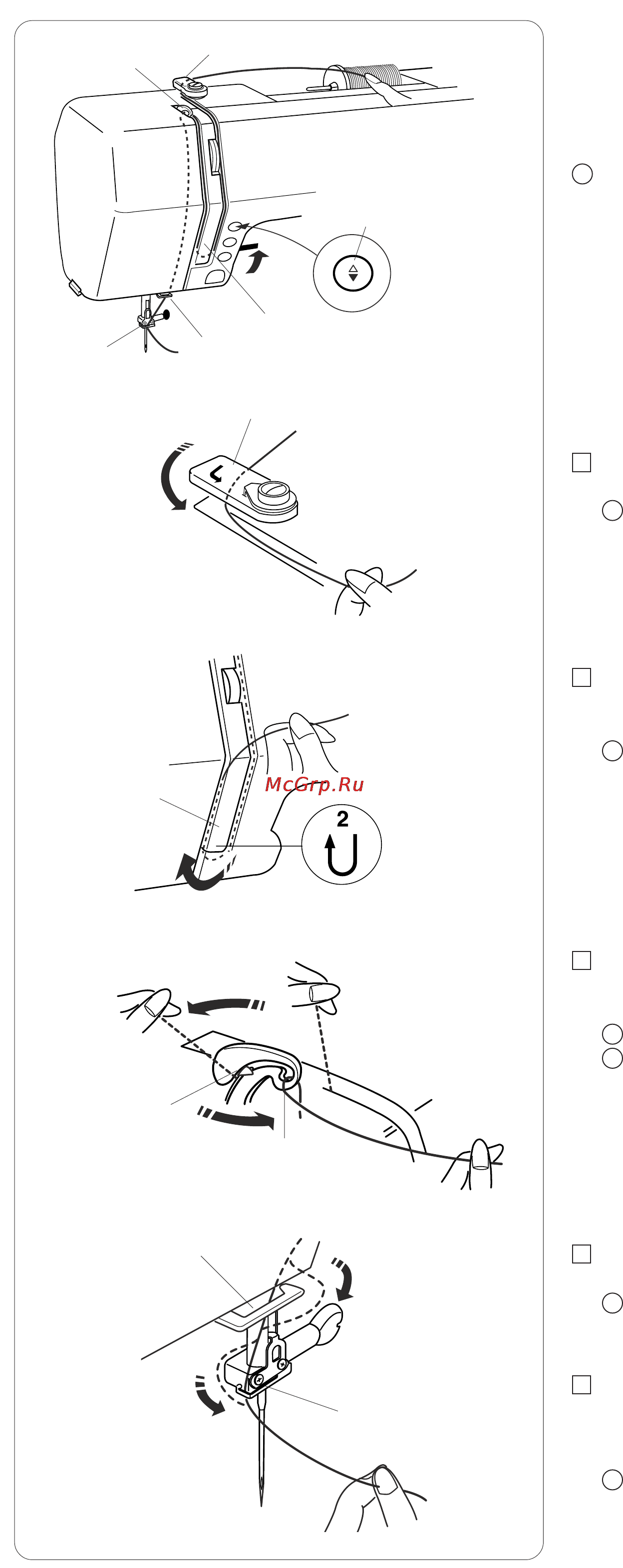 Janome MC 5200 [22/81] Заправка нити в машину