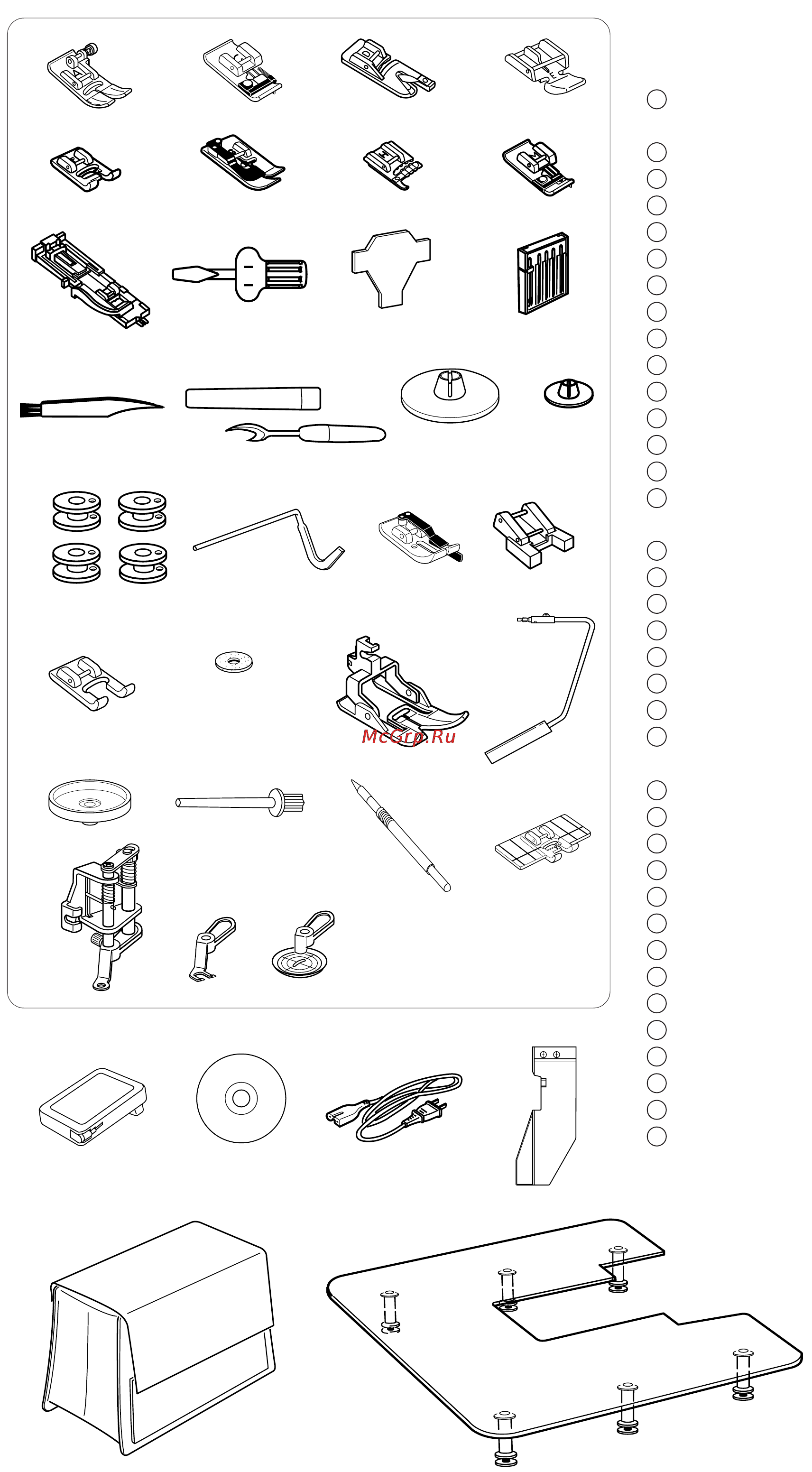 Janome MC 7700 QCP [5/95] Стандартные аксессуары