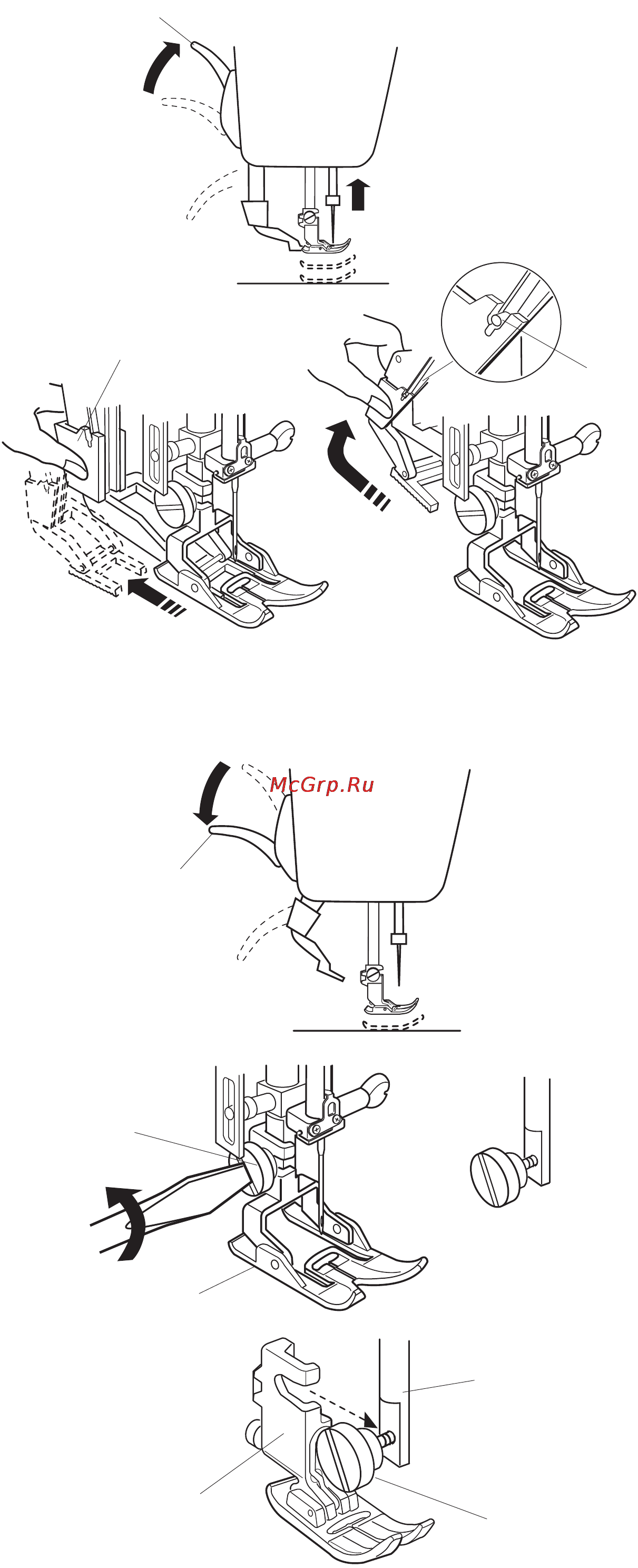 Janome MC 6600 P [16/94] Отключение верхнего транспортера
