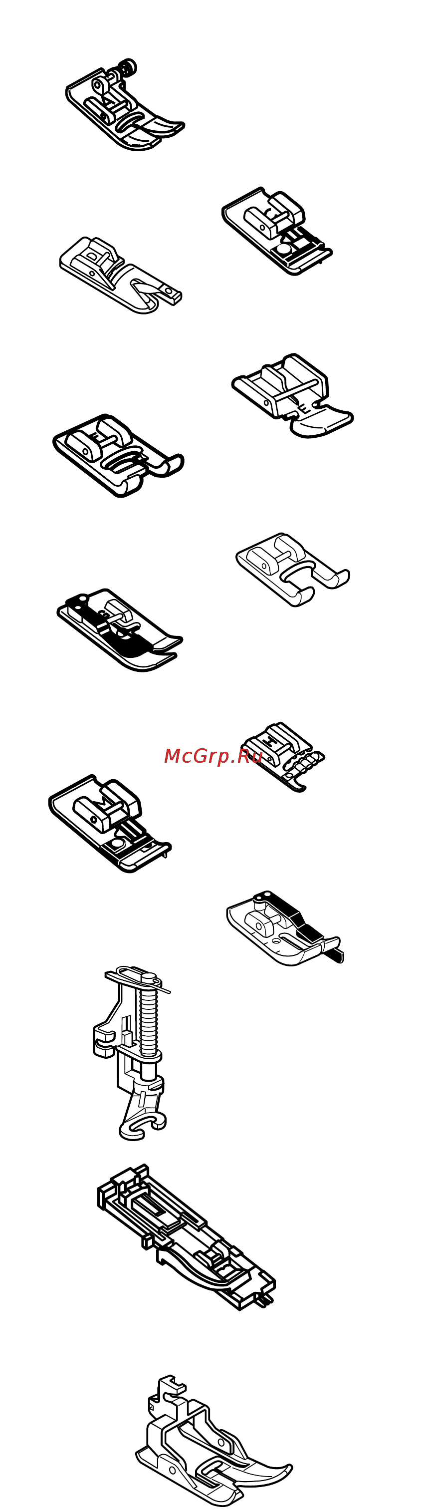 Janome MC 6600 P [17/94] Прижимные лапки и их назначение
