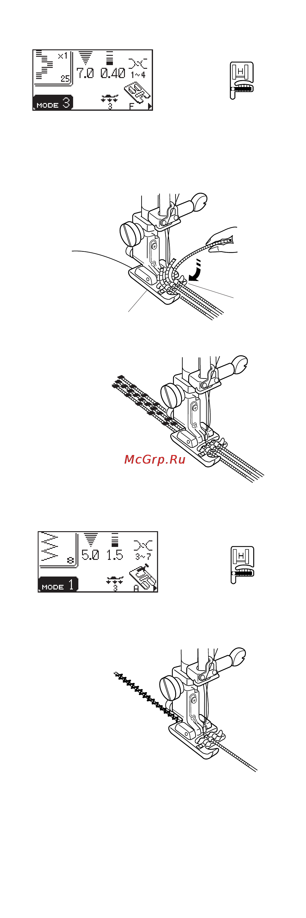 Janome MC 6600 P [75/94] Пришивание шнура