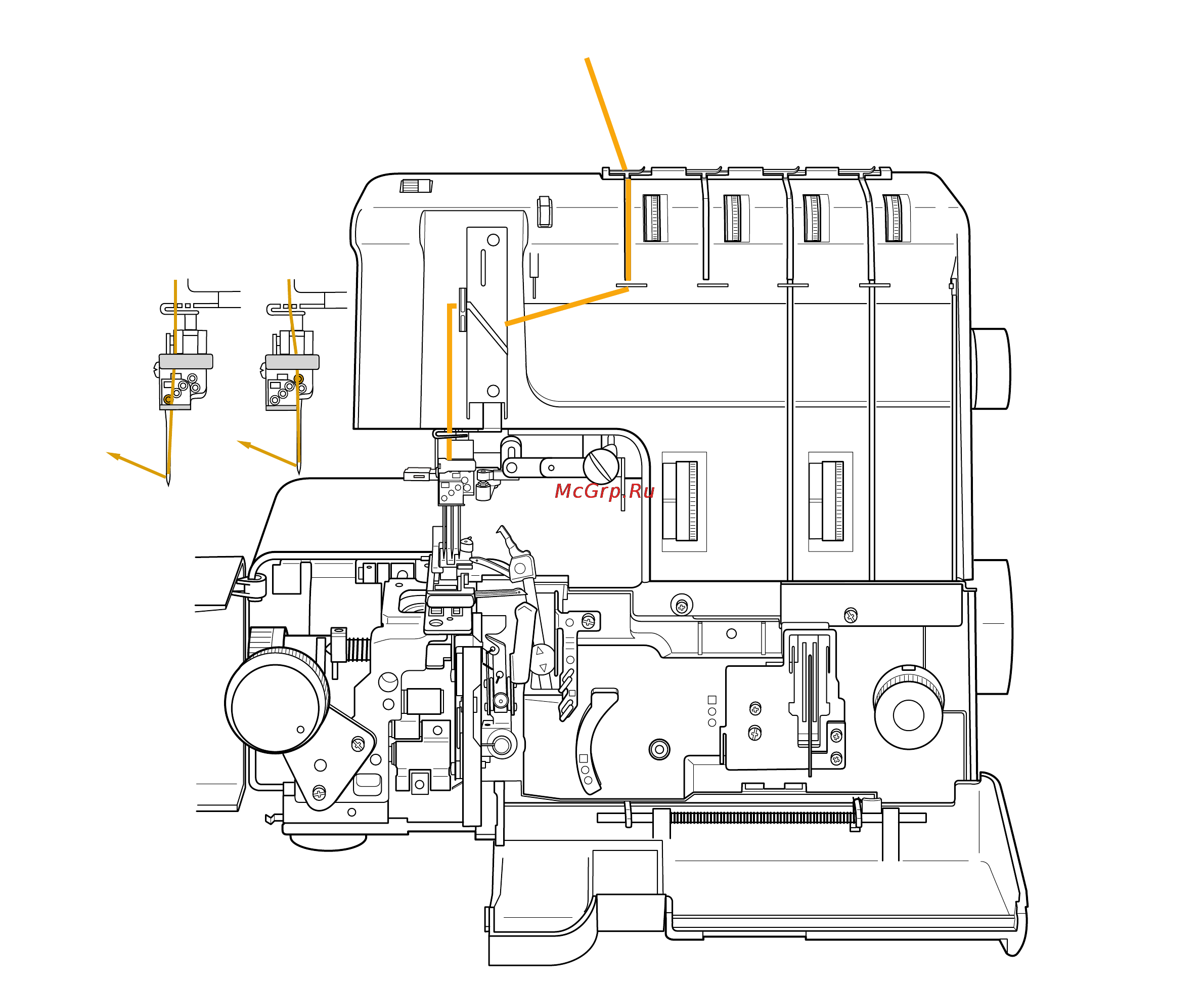 Janome 1200D [32/57] Маршрут заправки жёлтой нити b1 в2