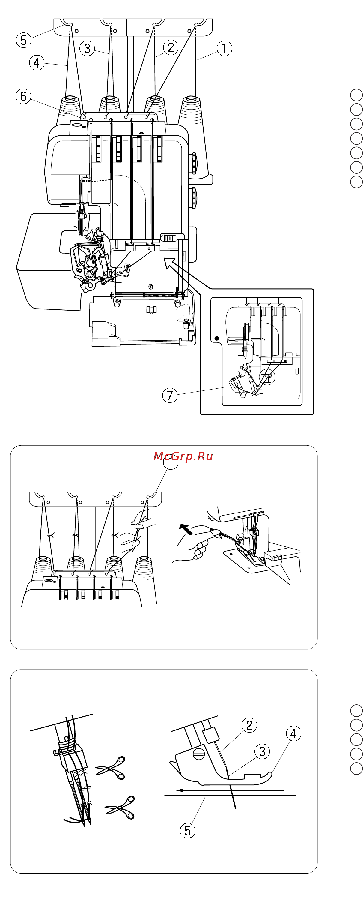 Janome 714D [18/48] Заправка нитей в машину