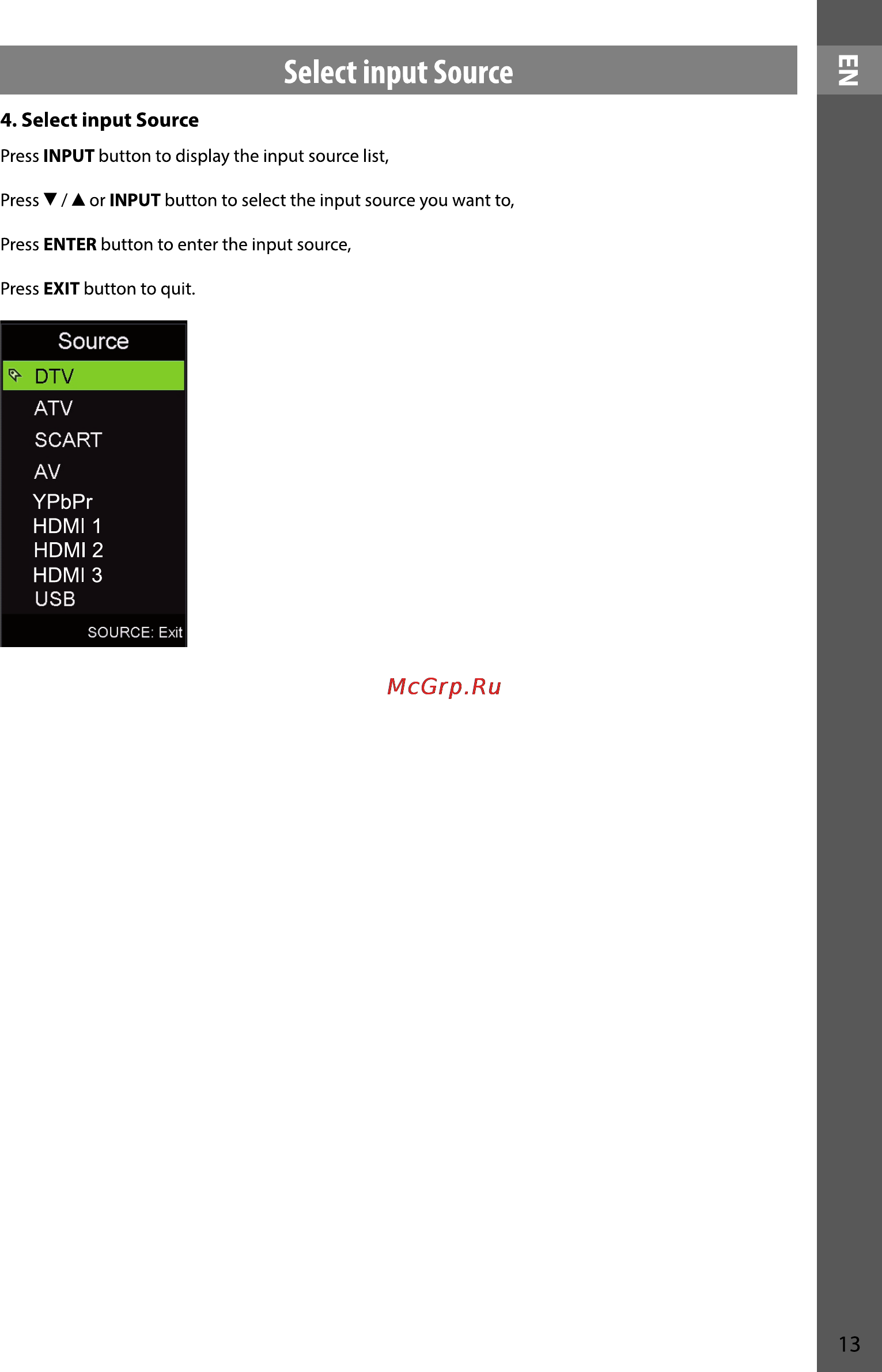 Sencor SLE 2909M4 [13/36] Select input source z