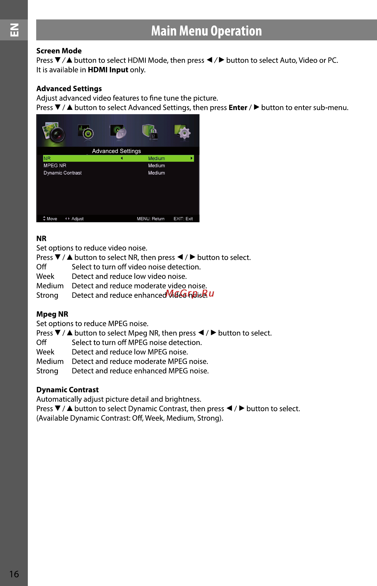 Sencor SLE 2909M4 [16/36] Main menu operation