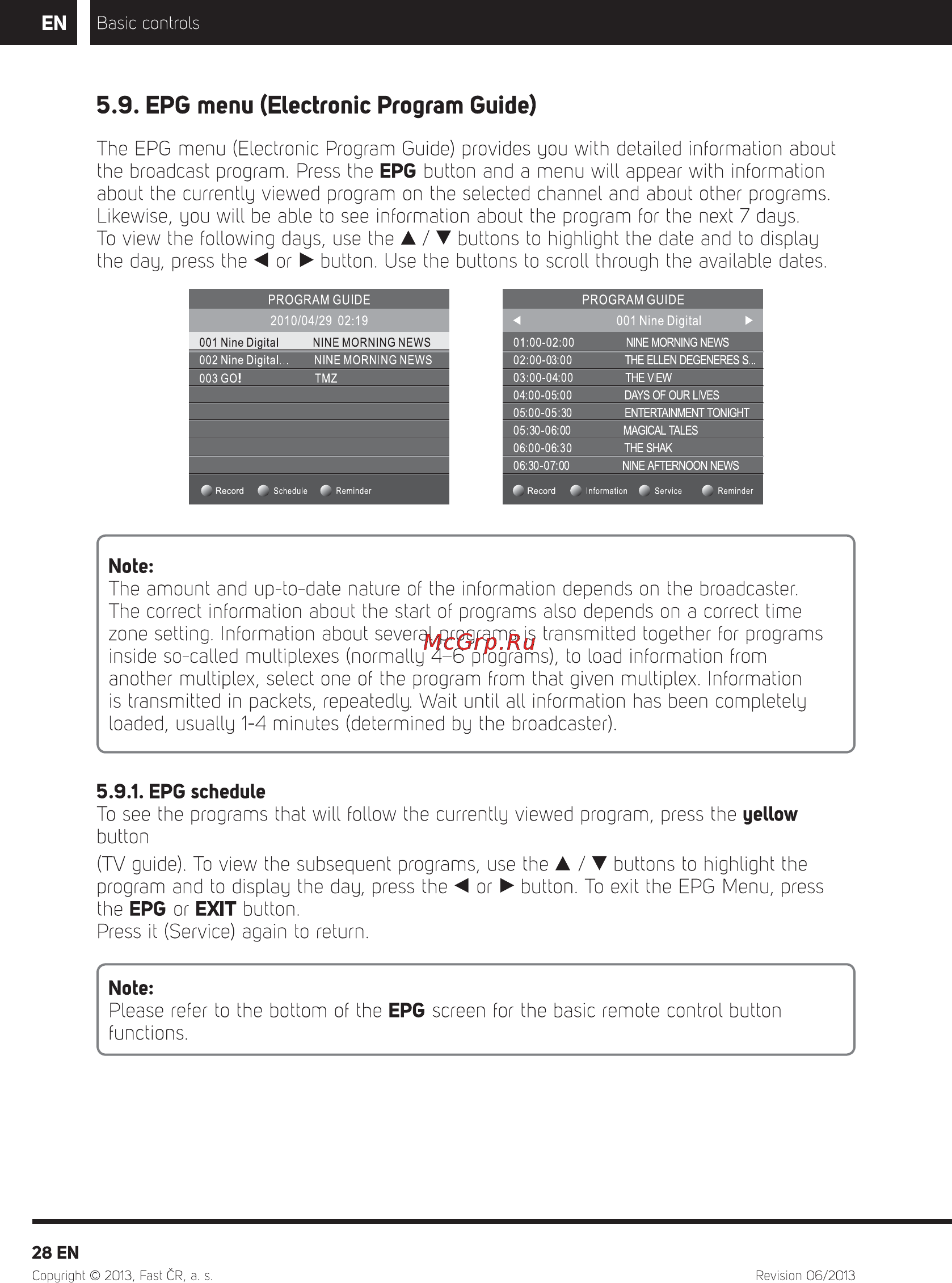 Sencor SLE 24F55M4 [30/44] Epg menu electronic program guide