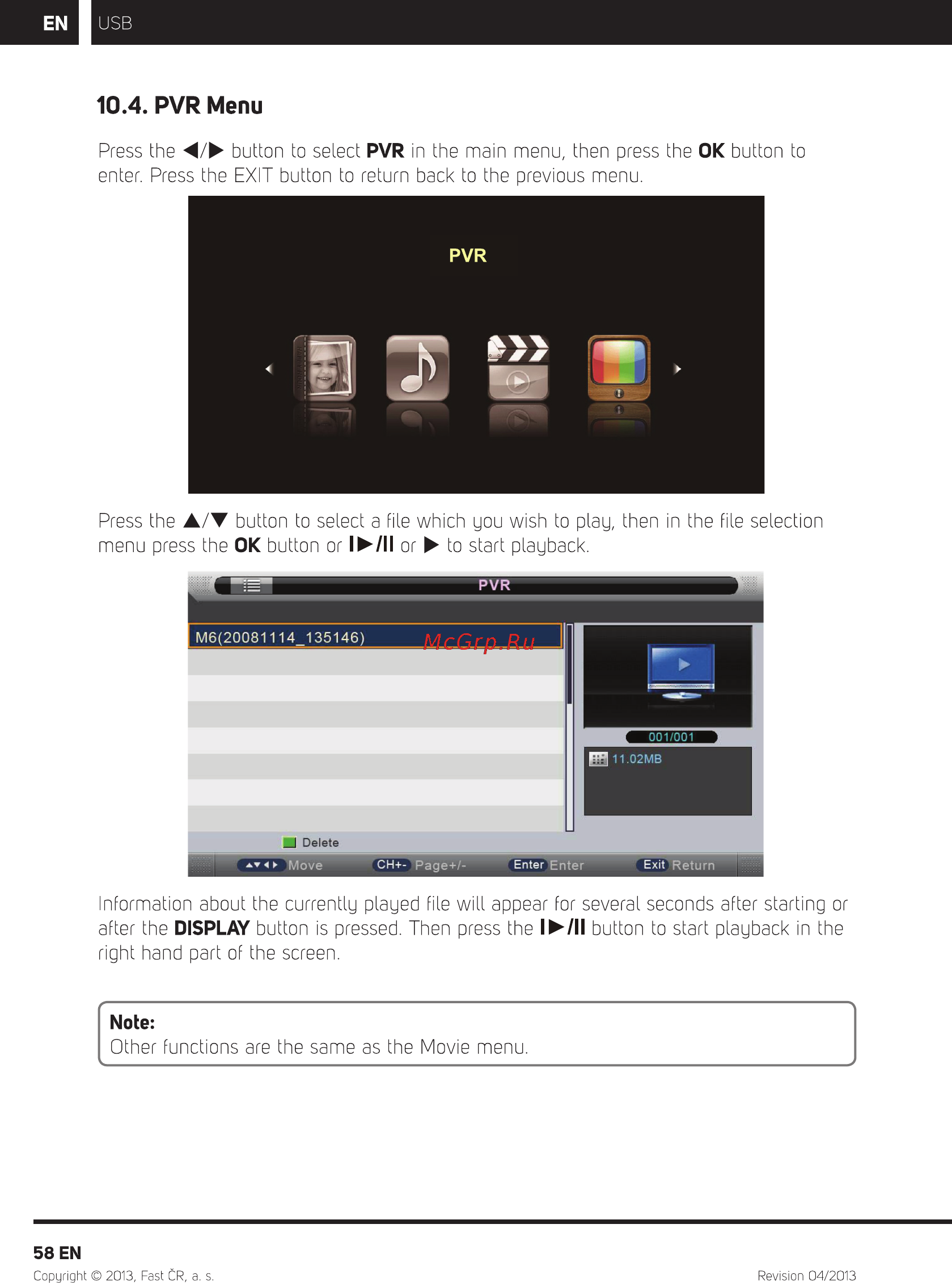Sencor SLE 24F54M4 [60/68] Pvr menu