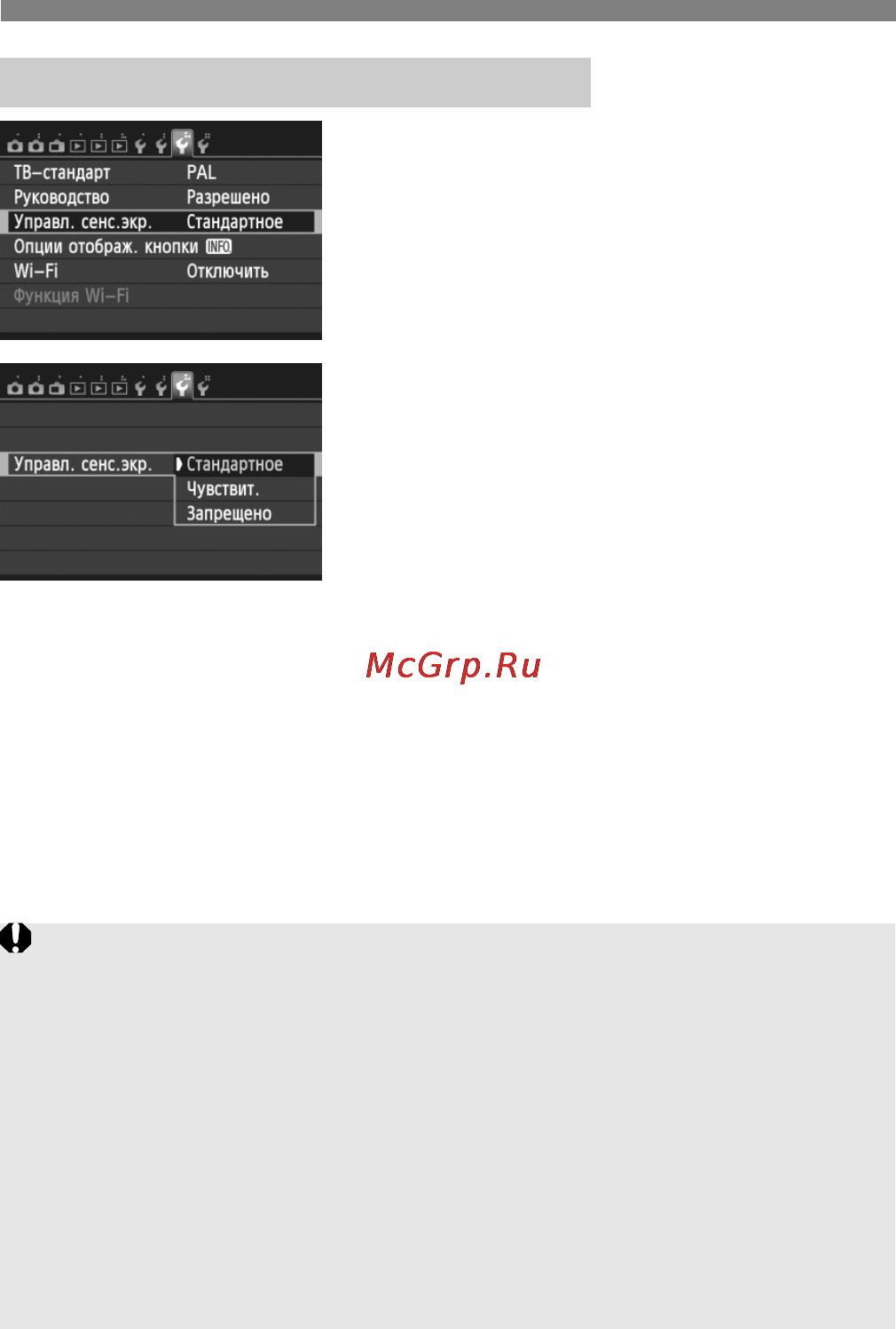 Canon EOS 70D (W) EF-S 18-55 IS STM Kit [52/164] Настройки сенсорного экрана