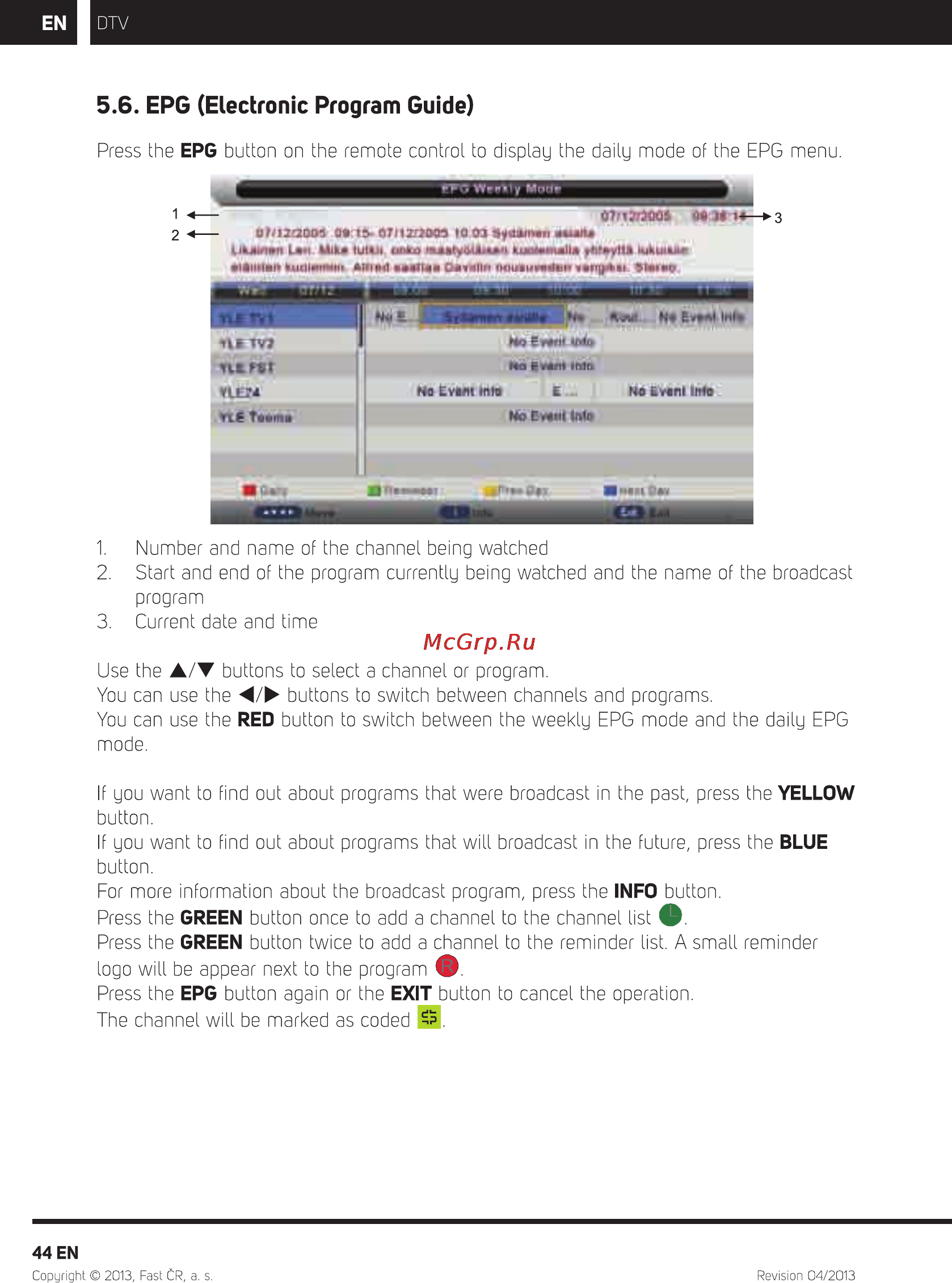 Sencor SLE 22F56M4 WHITE [46/68] Epg electronic program guide