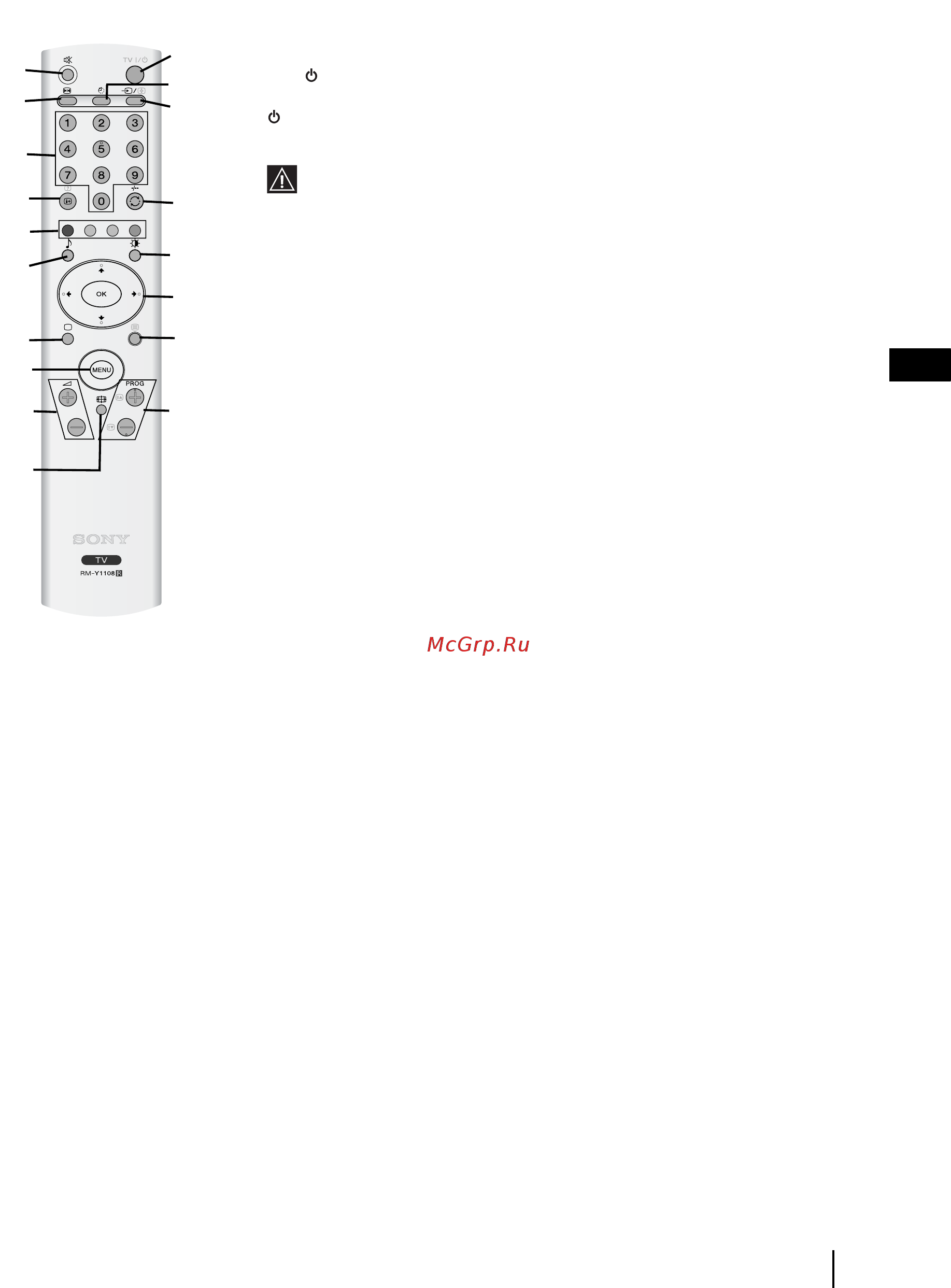 Sony KLV-20 SR3/S [14/162] Overview of remote control buttons