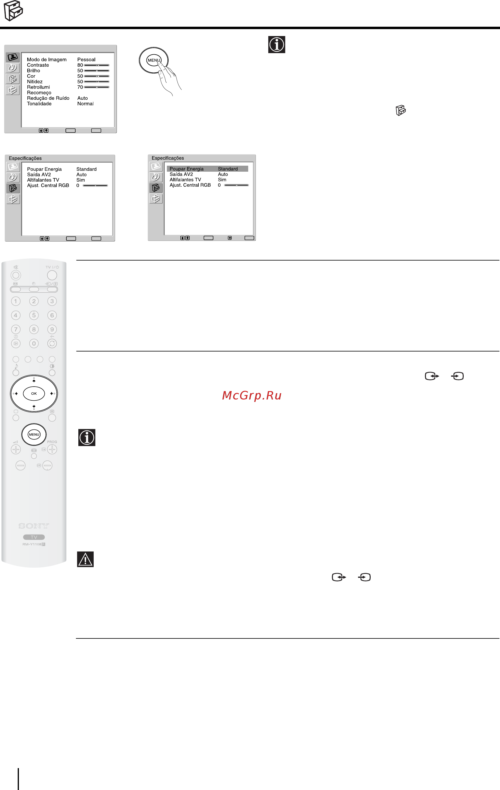 Sony VEGA KLV-20SR3 [147/162] Menú especificações